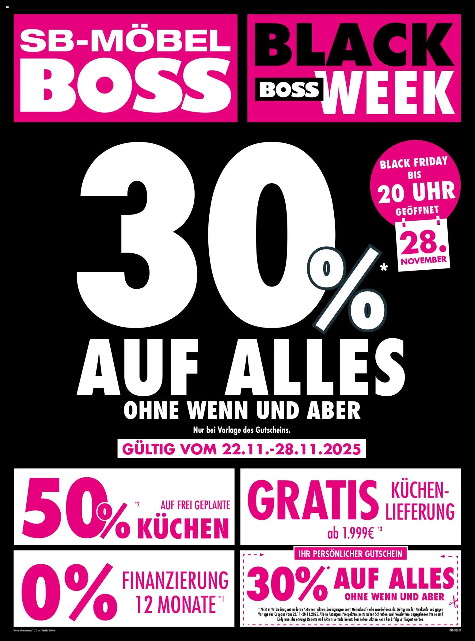 SB Möbel Boss - Black Friday – gültig ab 22.11.2025 | Seite: 1 | Produkte: Kuchen, Uhr