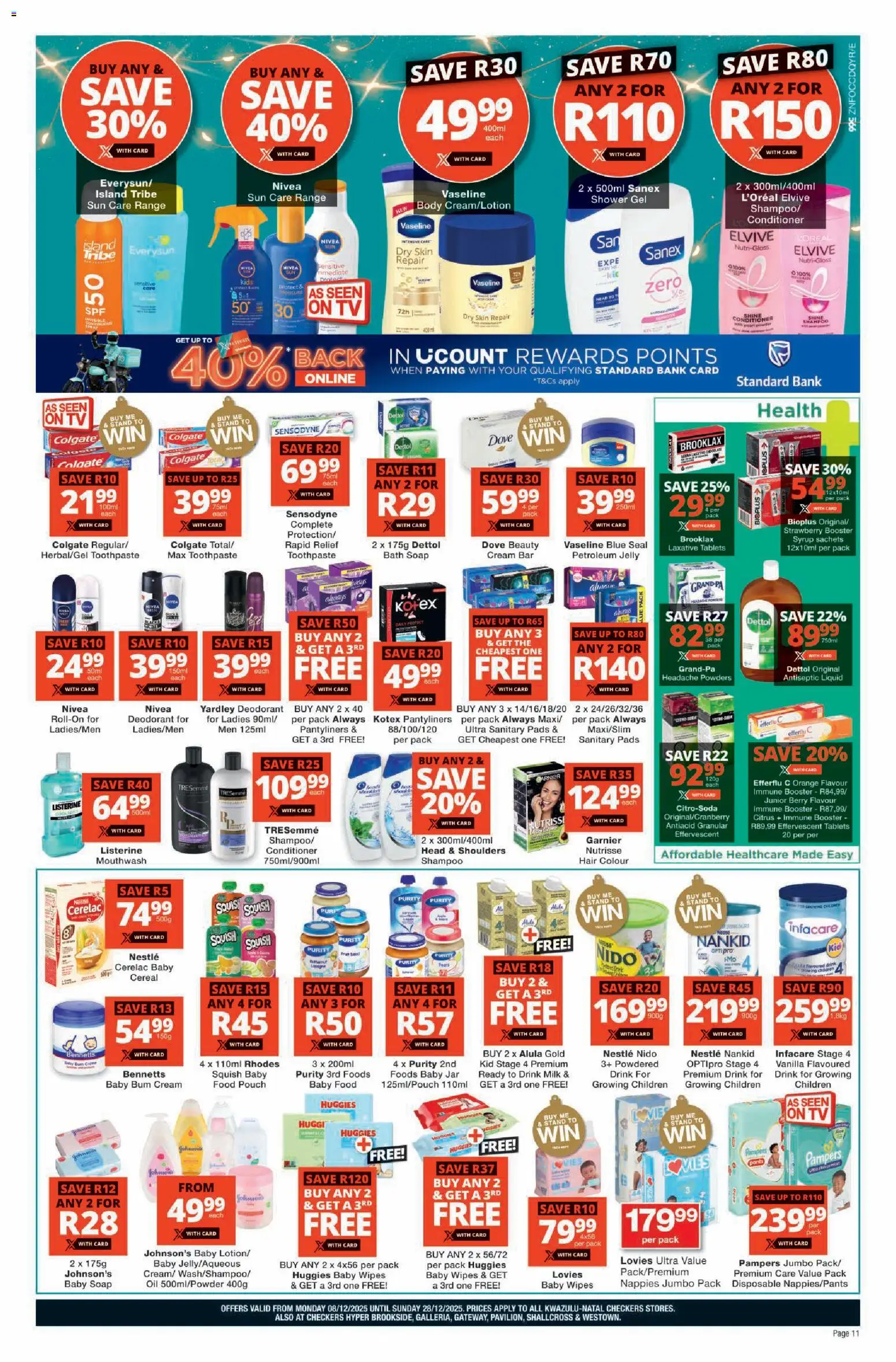 New Checkers catalogue – valid from 08.12.2025 | Page: 11 | Products: Milk, Oil, Conditioner, Deodorant