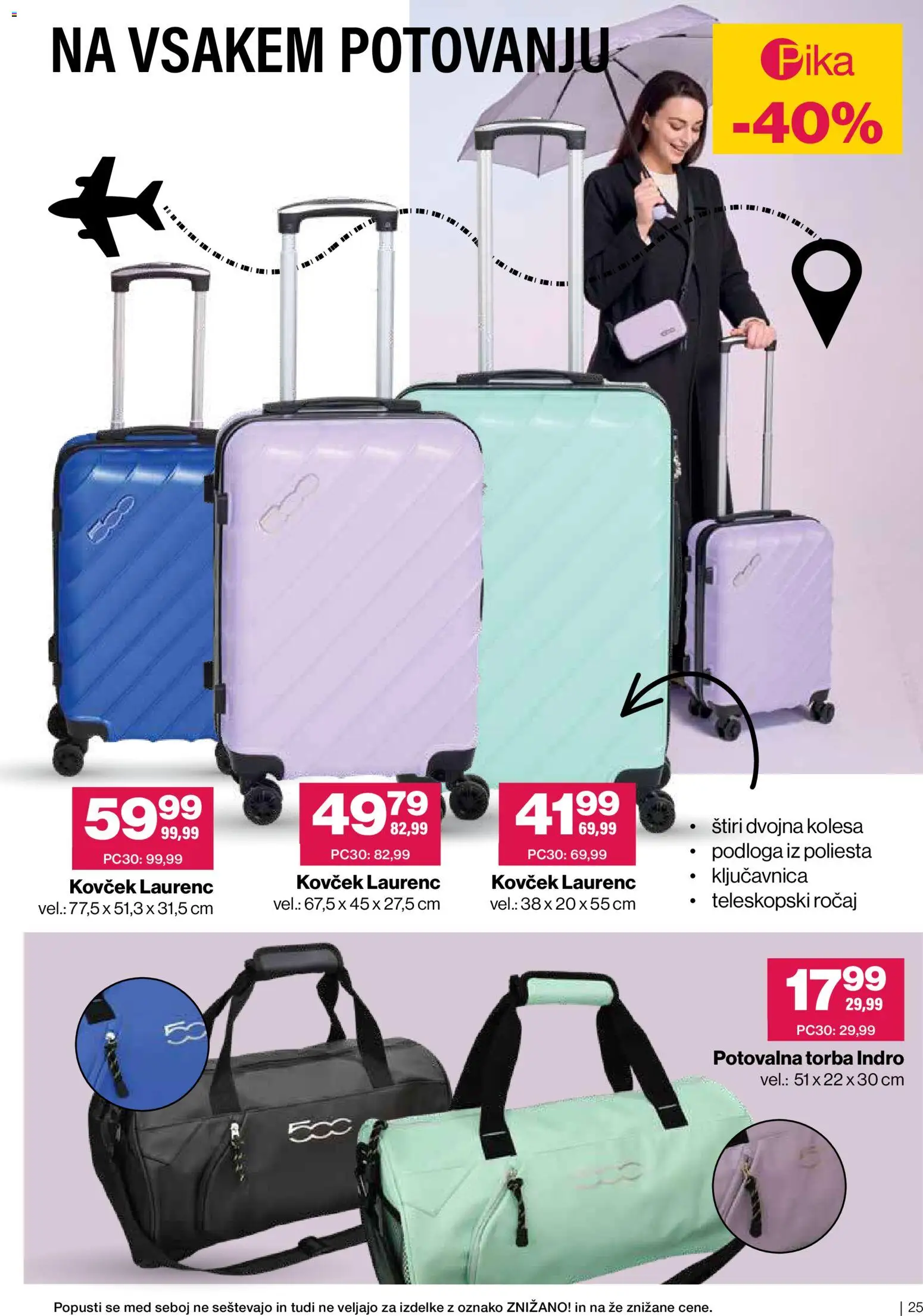 Novi Mercator katalog ponudbe – veljaven od 14.01.2026 | Stran: 25 | Izdelki: Torba, Podloga, Potovalna torba, Kovcek