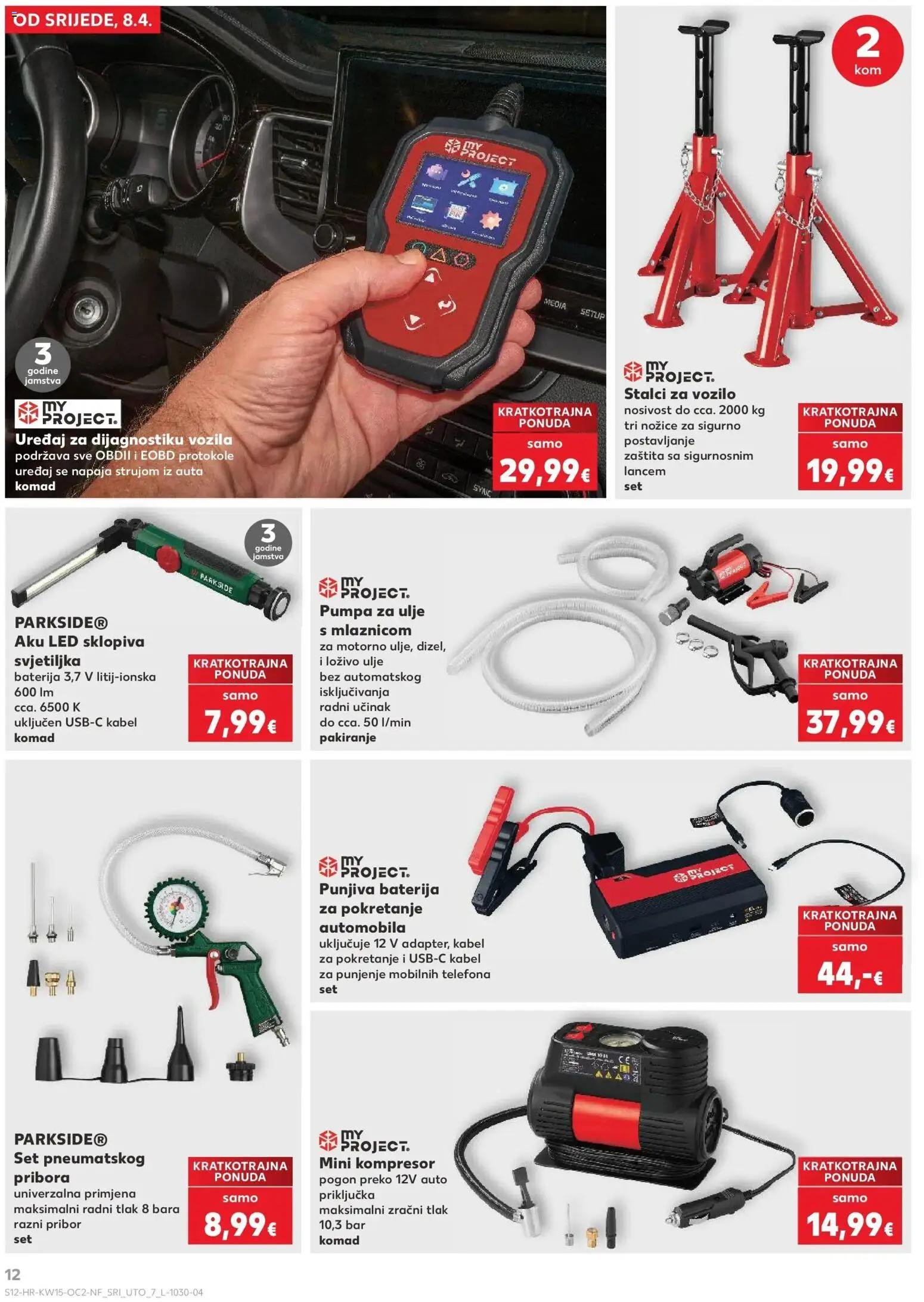 Kaufland katalog | vrijedi od 08.04.2026 | Stranica: 12 | Proizvodi: Baterija, Svjetiljka, Ulje, Kompresor