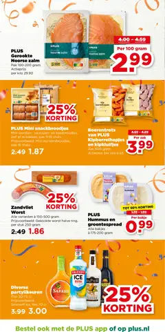 PLUS Gerookte Noorse zalm, Pak 100-200 gram - Voorbeeld van een folder van Plus, geldig van 22.04.2026 | Pagina: 5 | Producten: Fles, Zak, Kip, Broodjes