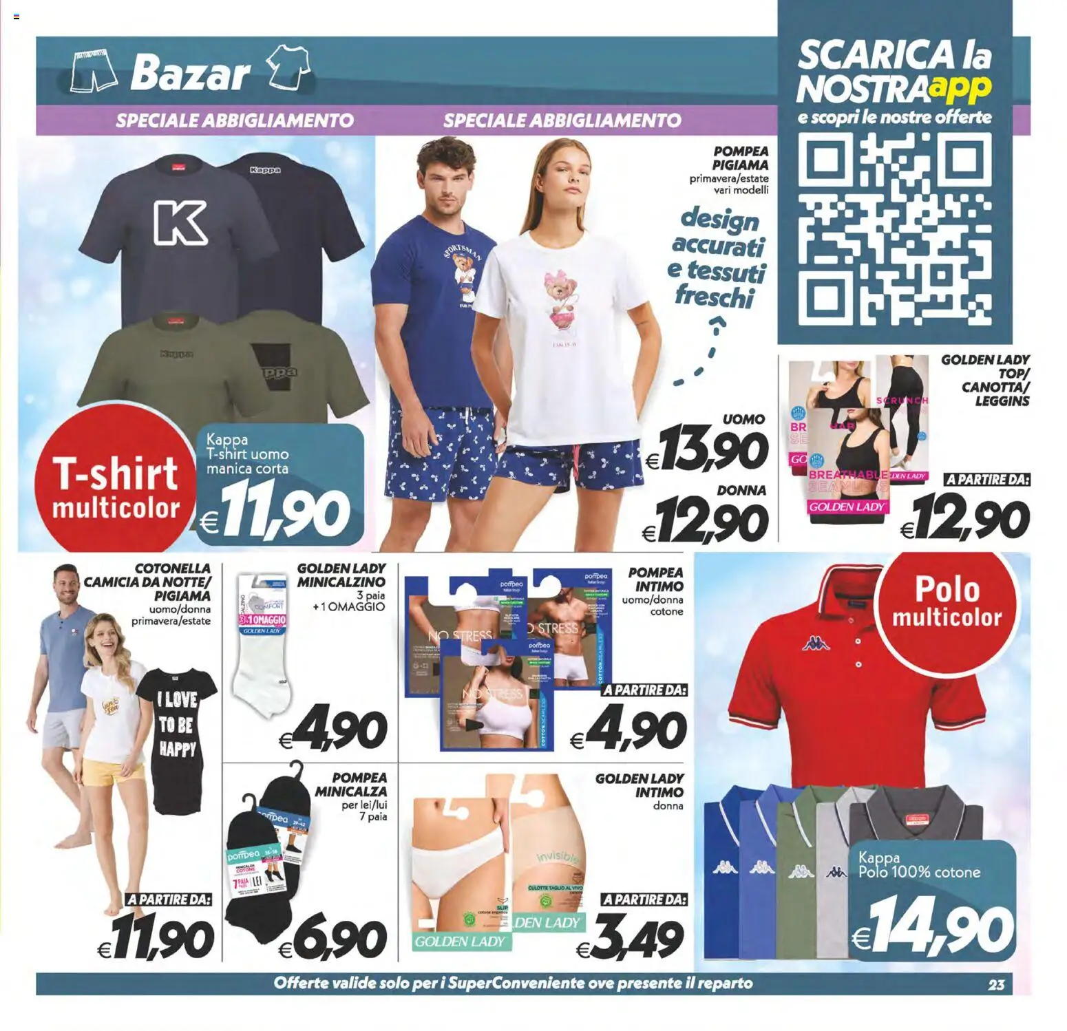 Volantino SuperConveniente del 28.04.2026 | Pagina: 23 | Prodotti: Camicia, Pigiama, Leggins, Polo
