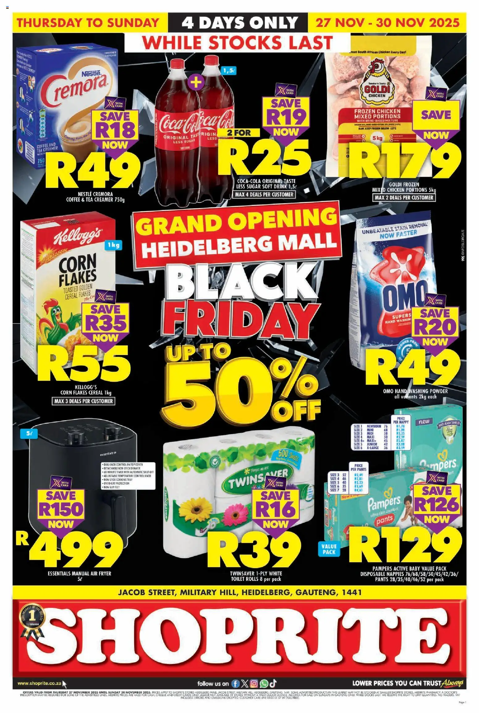 New Shoprite catalogue – valid from 27.11.2025 | Page: 1 | Products: Corn, Coffee, Chicken, Sugar