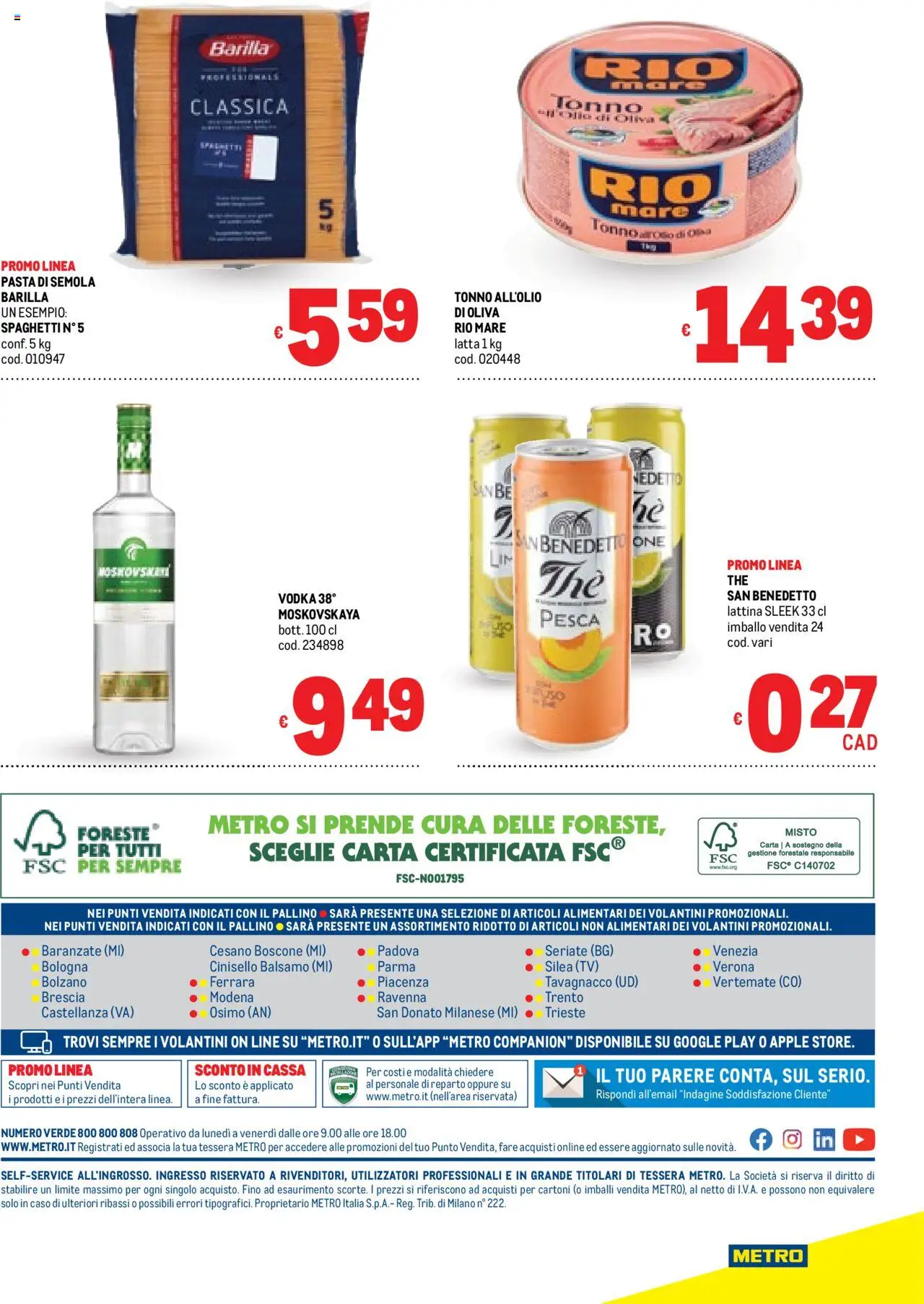 Volantino Metro del 25.09.2025 | Pagina: 32 | Prodotti: Balsamo, Vodka, Pesca, Tonno