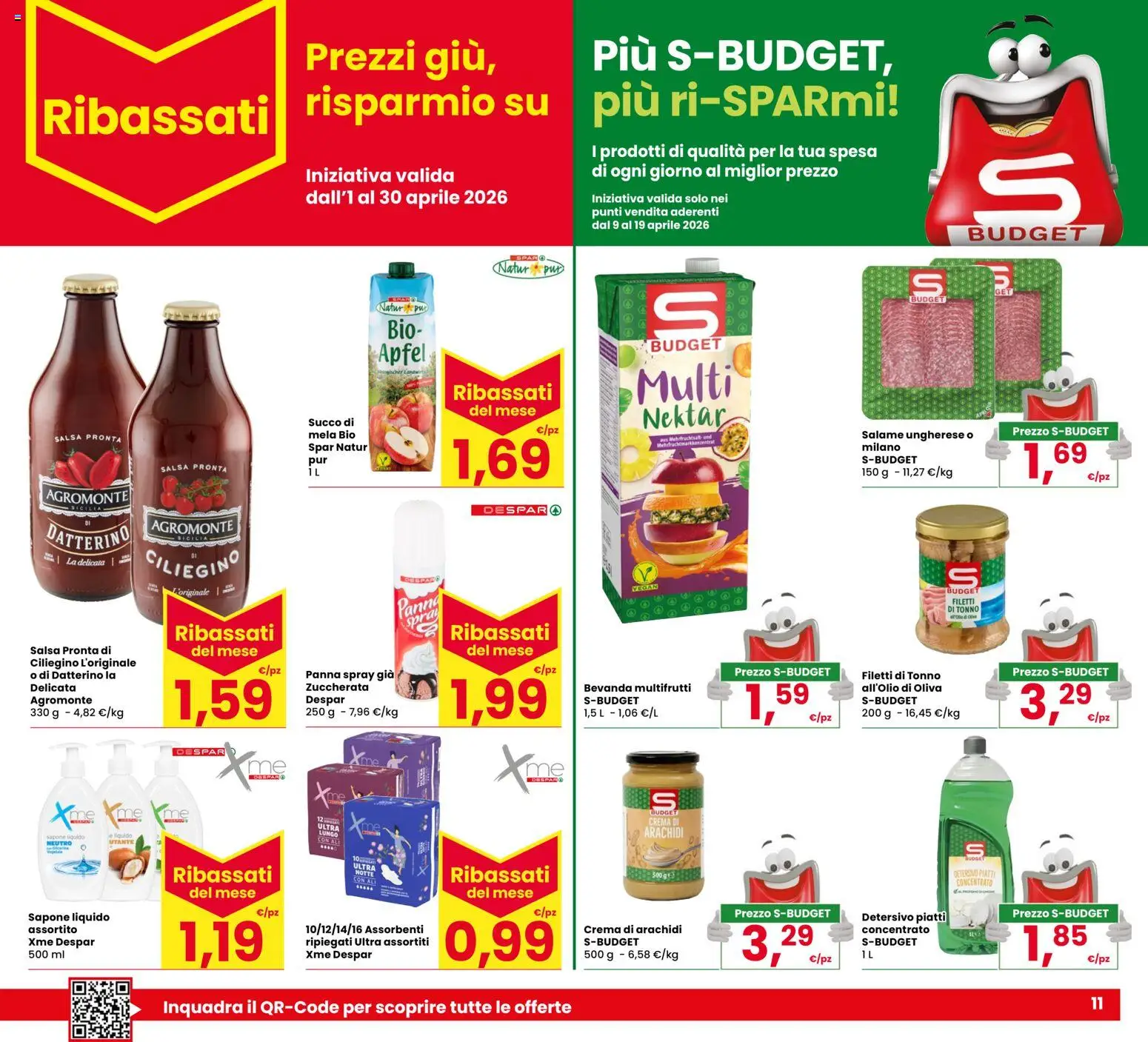 Volantino Despar del 09.04.2026 | Pagina: 11 | Prodotti: Sapone, Succo, Salsa, Tonno