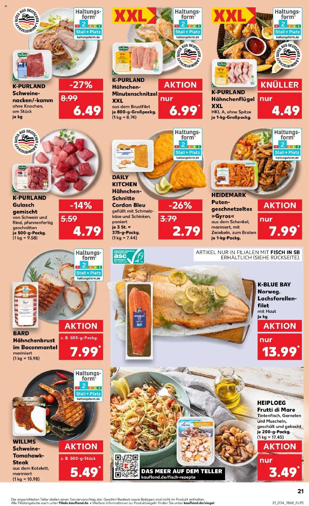 Kaufland prospekt Ehingen (Donau)	 - gültig ab dem 21.08.2025 | Seite: 21 | Produkte: Fisch, Gyros, Gulasch, Steak