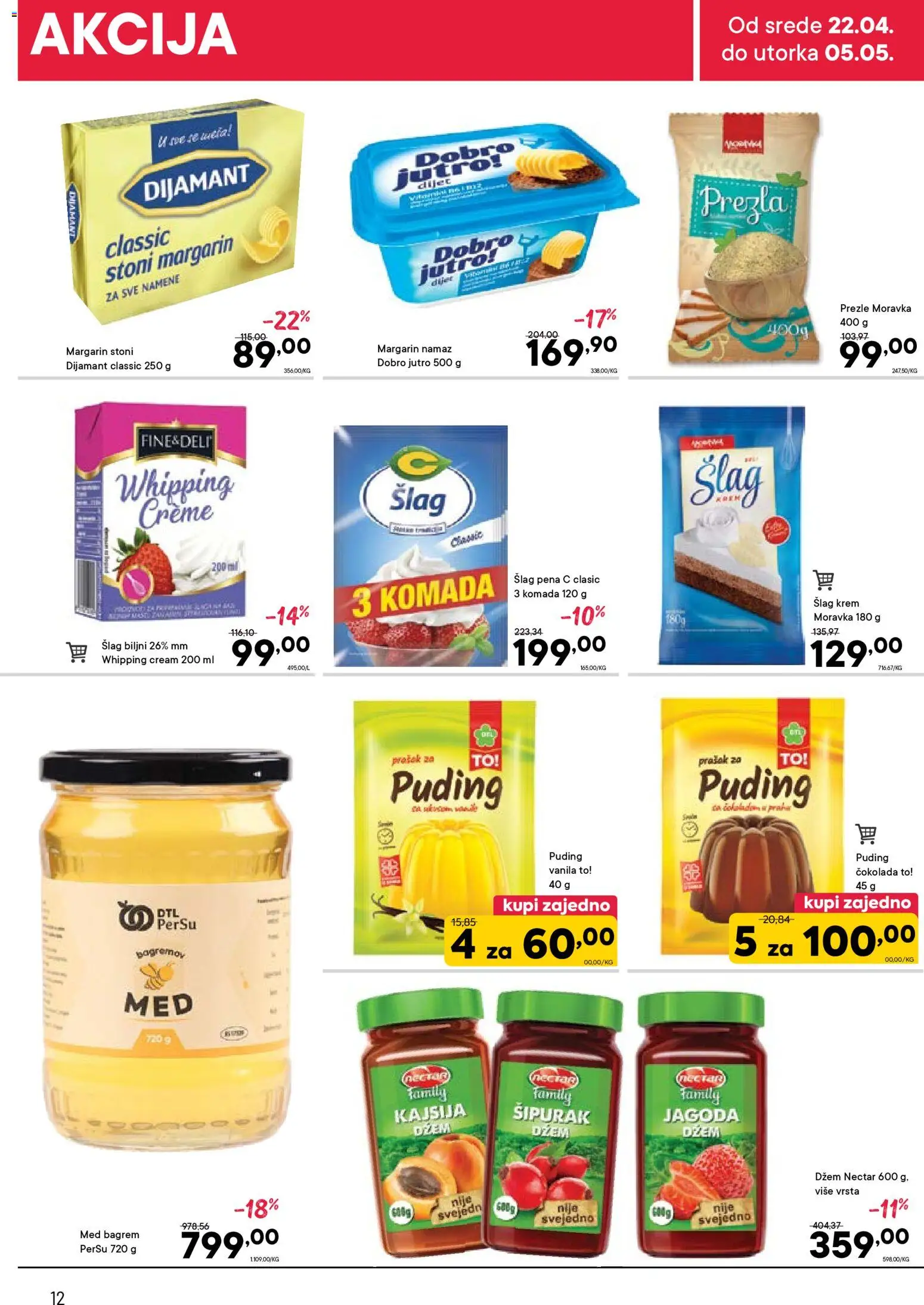 PerSu katalog - važi od 22.04.2026 | Strana: 12 | Proizvode: Šlag, Jagoda, Dzem, Margarin