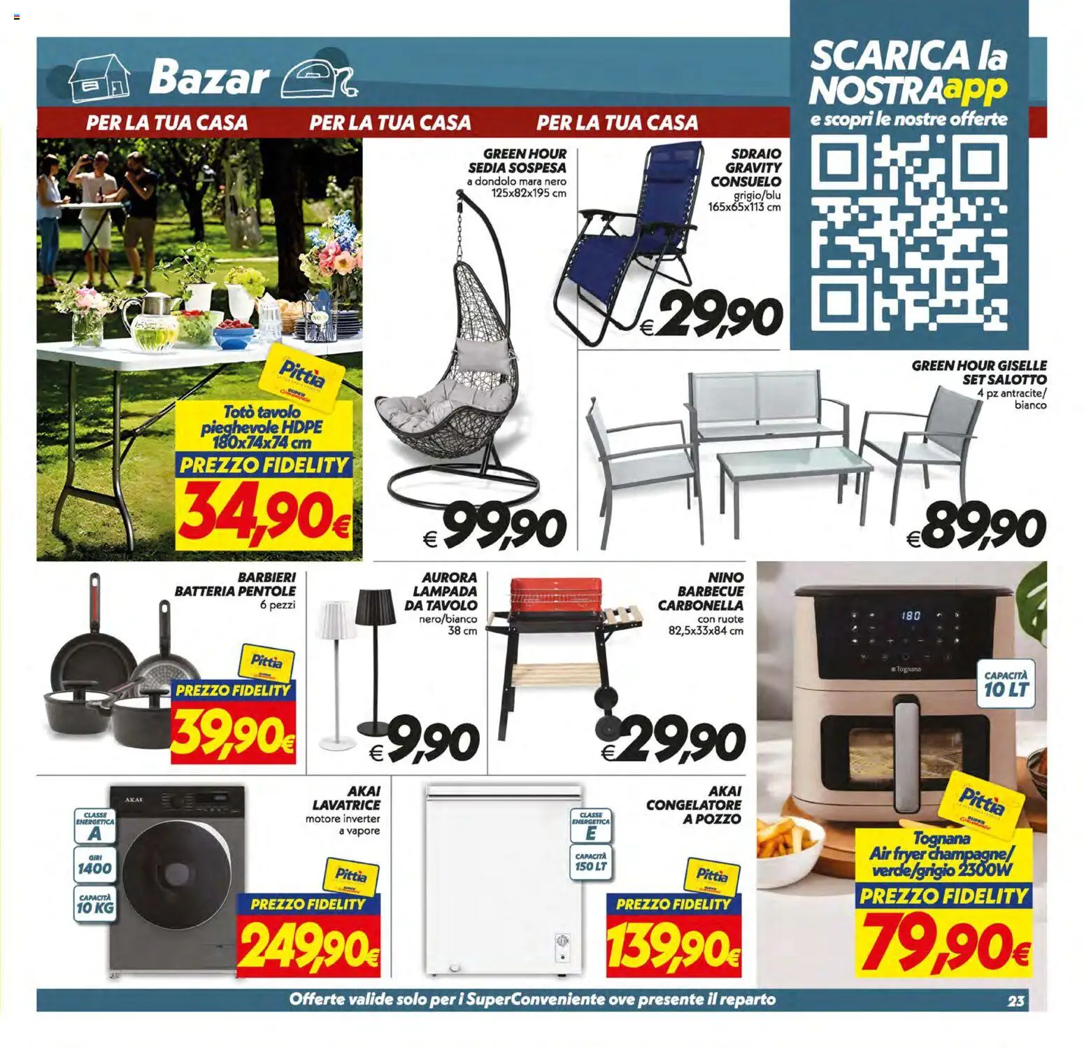 Volantino SuperConveniente del 17.03.2026 | Pagina: 23 | Prodotti: Sdraio, Barbecue, Lavatrice, Sedia