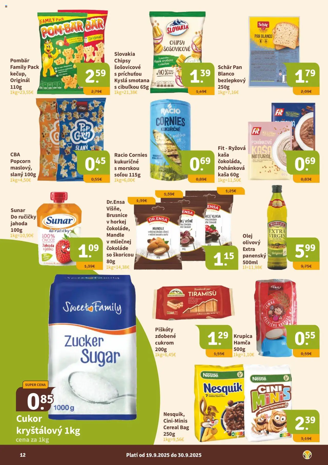 Nové Nitrazdroj akcie – leták je platný od 20.09.2025 | Strana: 12 | Produkty: Mandle, Višne, Nesquik, Krupica