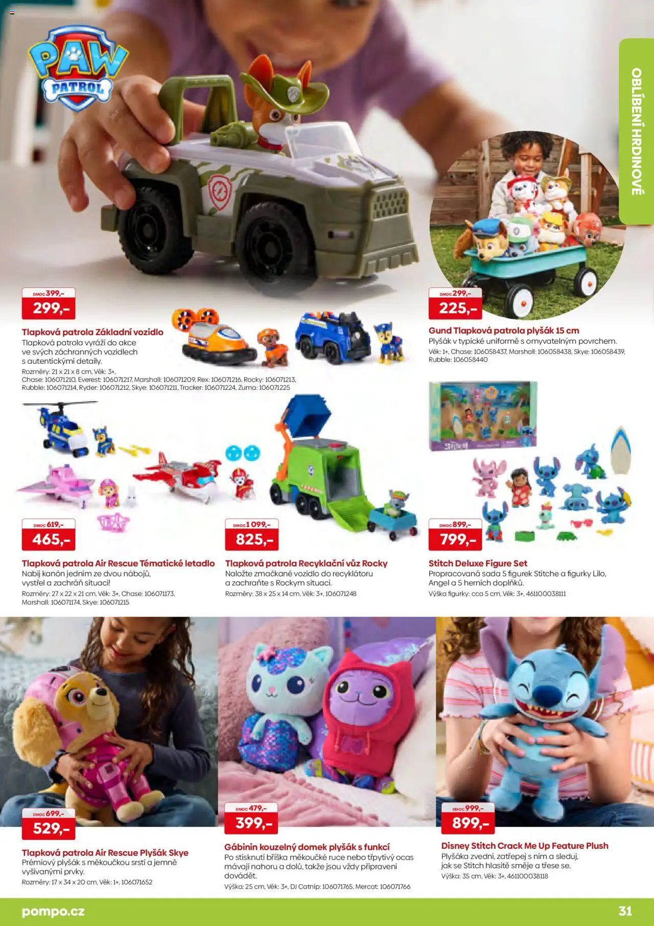 POMPO katalog Léto 2025 od 16.05.2025 | Strana: 31 | Produkty: Deluxe, Figurky, Tlapková patrola plyšák, Stitch