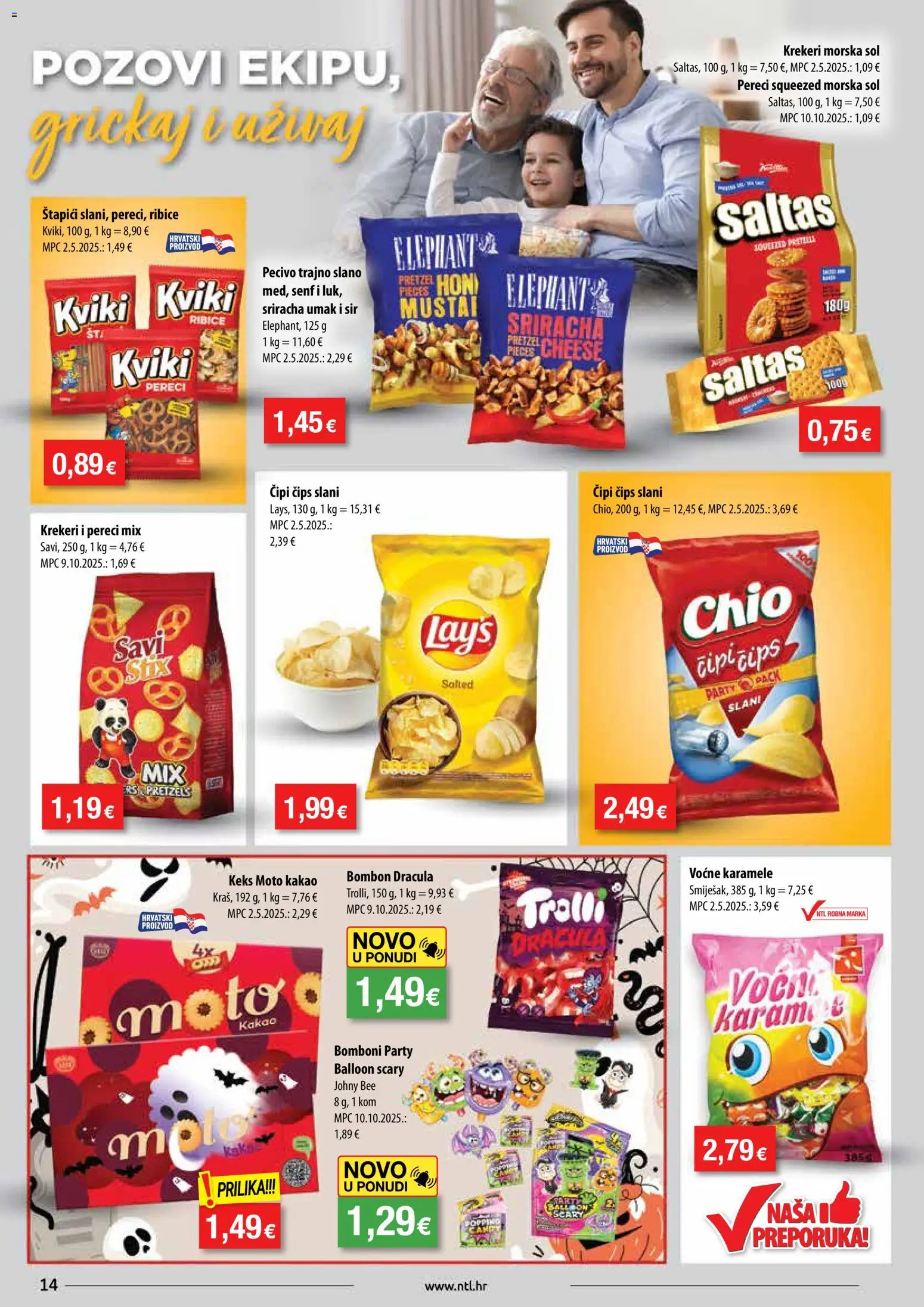 NTL katalog | vrijedi od 29.10.2025 | Stranica: 14 | Proizvodi: Bomboni, Čips, Pecivo, Pereci