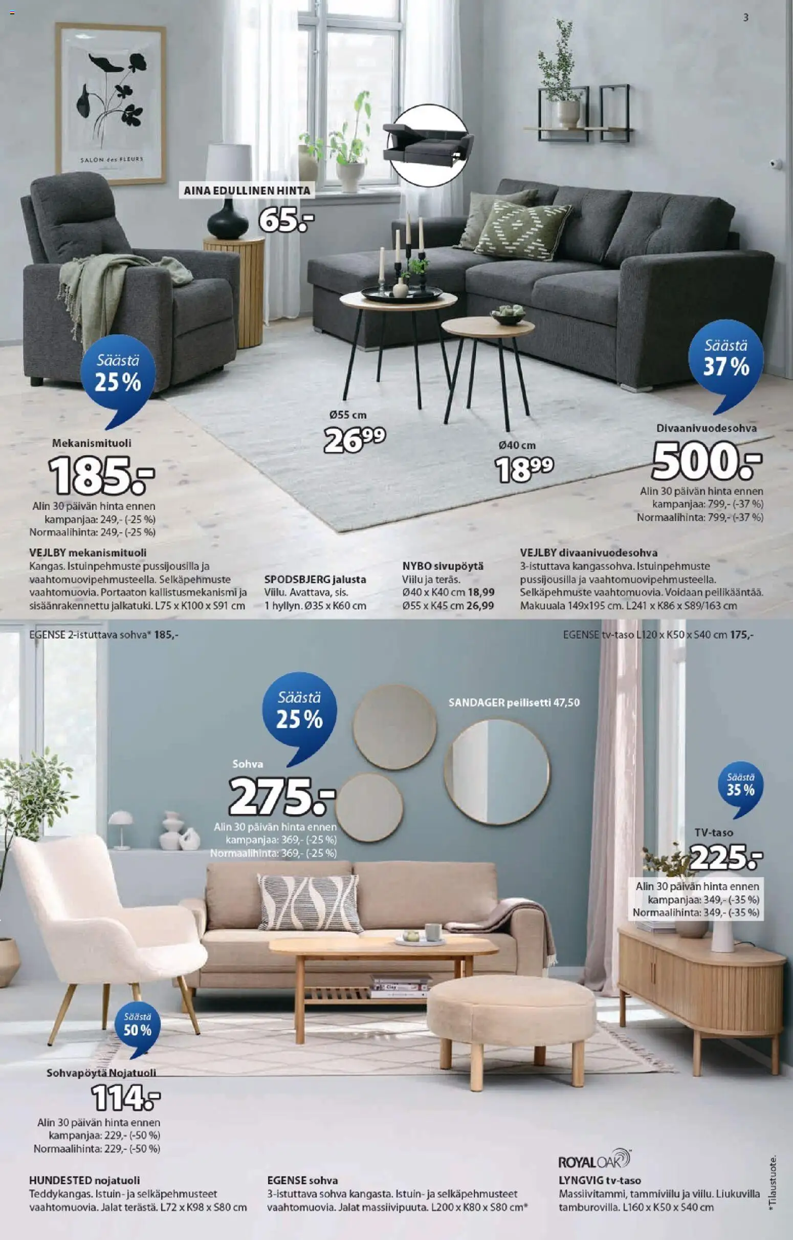 JYSK tarjoukset – voimassa 29.01.2026 alkaen | Sivu: 3 | Tuotteet: Jalusta, Sohva, Nojatuoli, Sohvapöytä