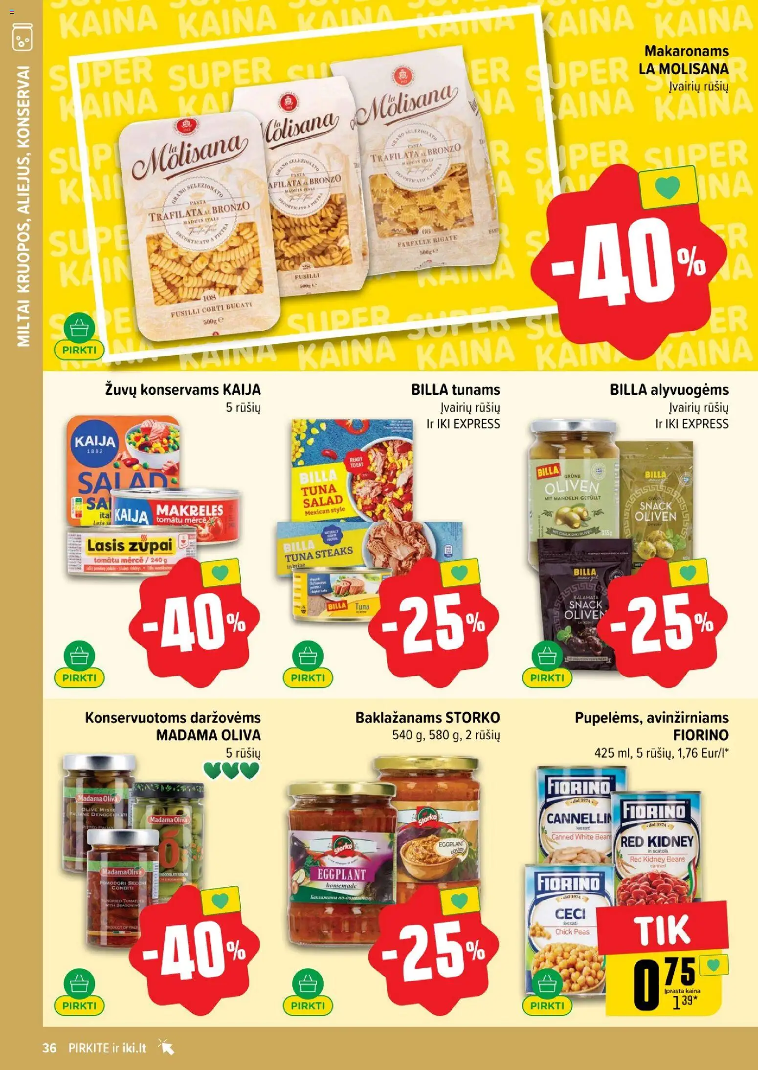 IKI akcijos nuo 26.01.2026 | Puslapis: 36 | Prekių: Konservai, Miltai