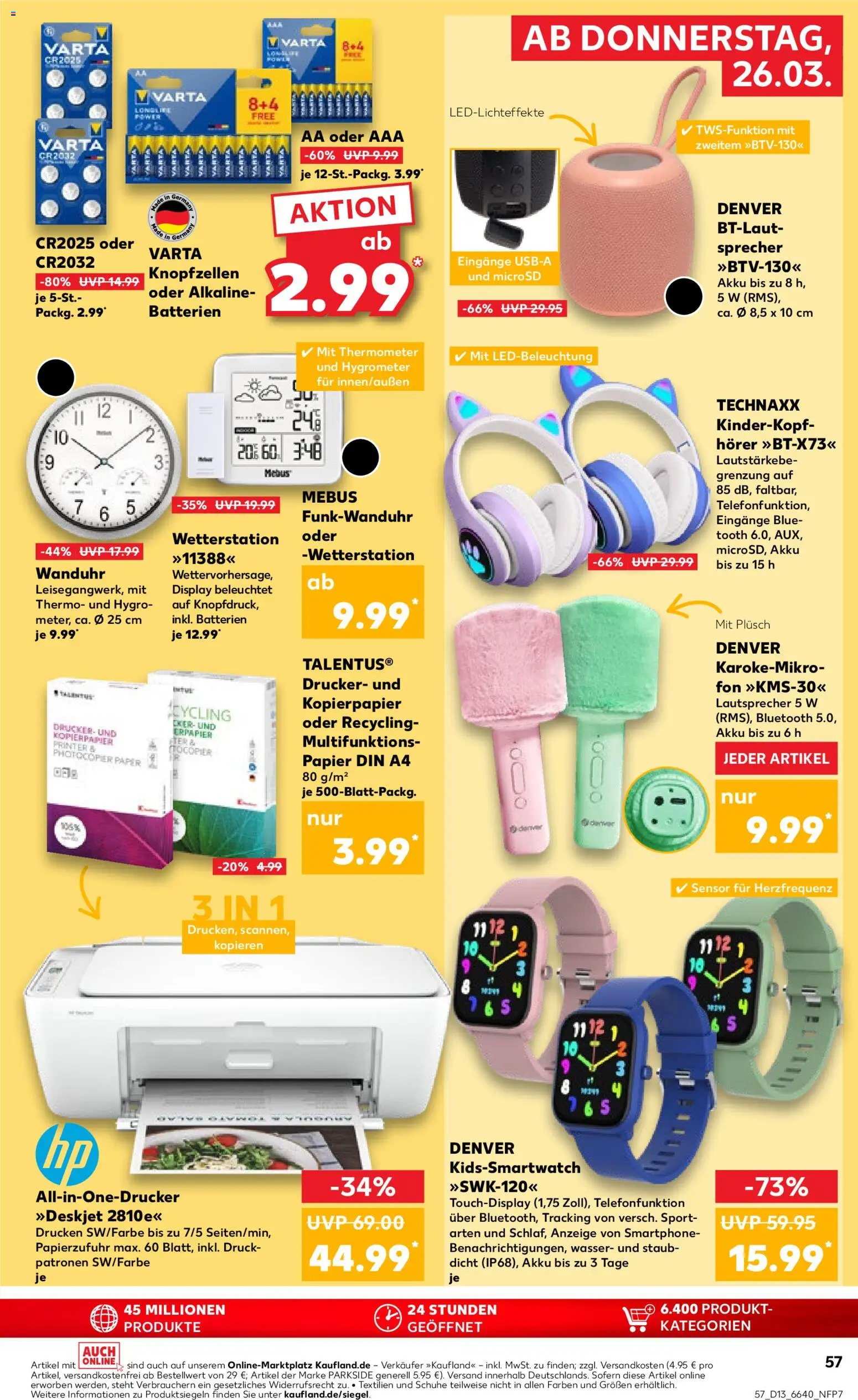 Kaufland Prospekt Speyer	 – gültig ab 26.03.2026 | Seite: 57 | Produkte: Wetterstation, Lautsprecher, Smartphone, Drucker