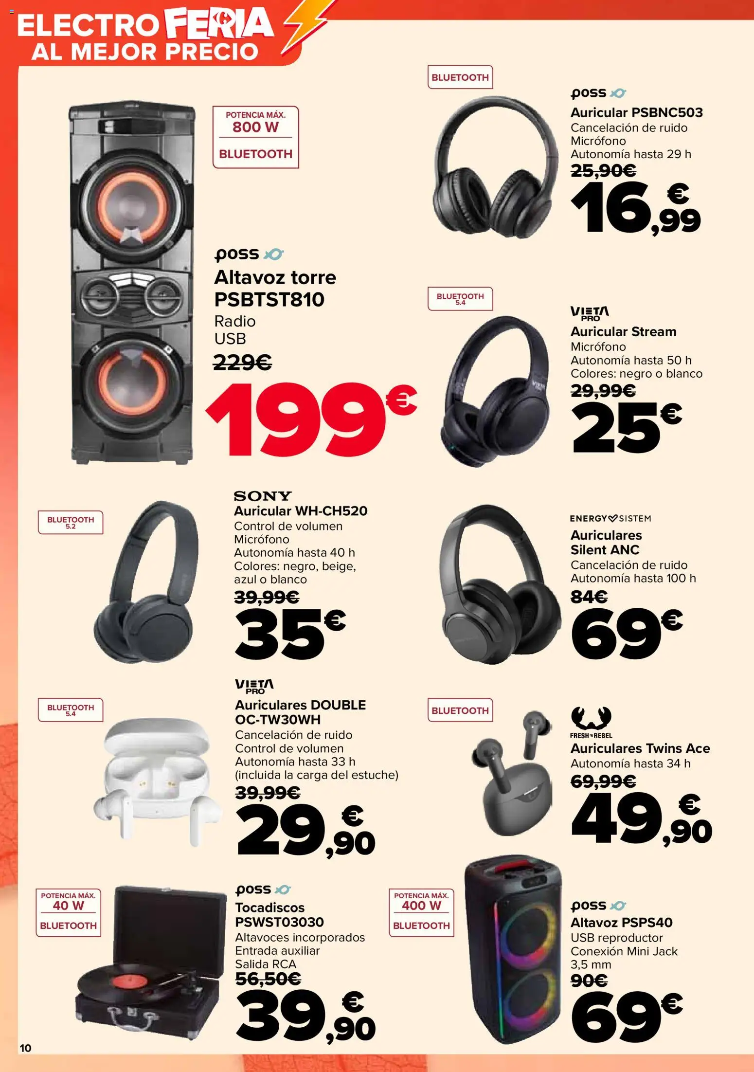 Carrefour folleto │ válido desde el 28.10.2025 | Página: 10 | Productos: Auriculares, Micrófono, Altavoz, USB