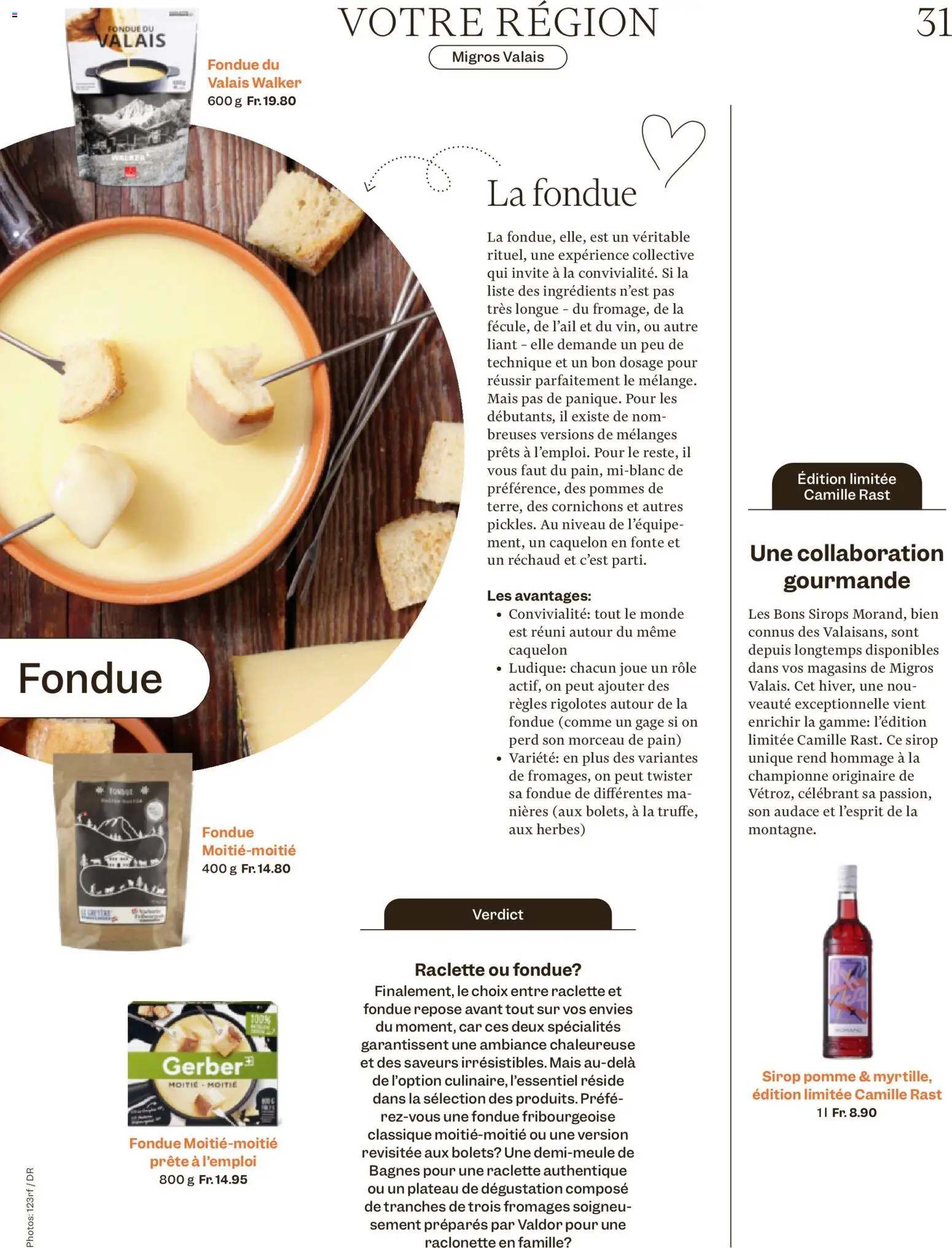 Migros Magazin FR – gültig ab 12.01.2026 | Seite: 31 | Produkte: Raclette, Fondue