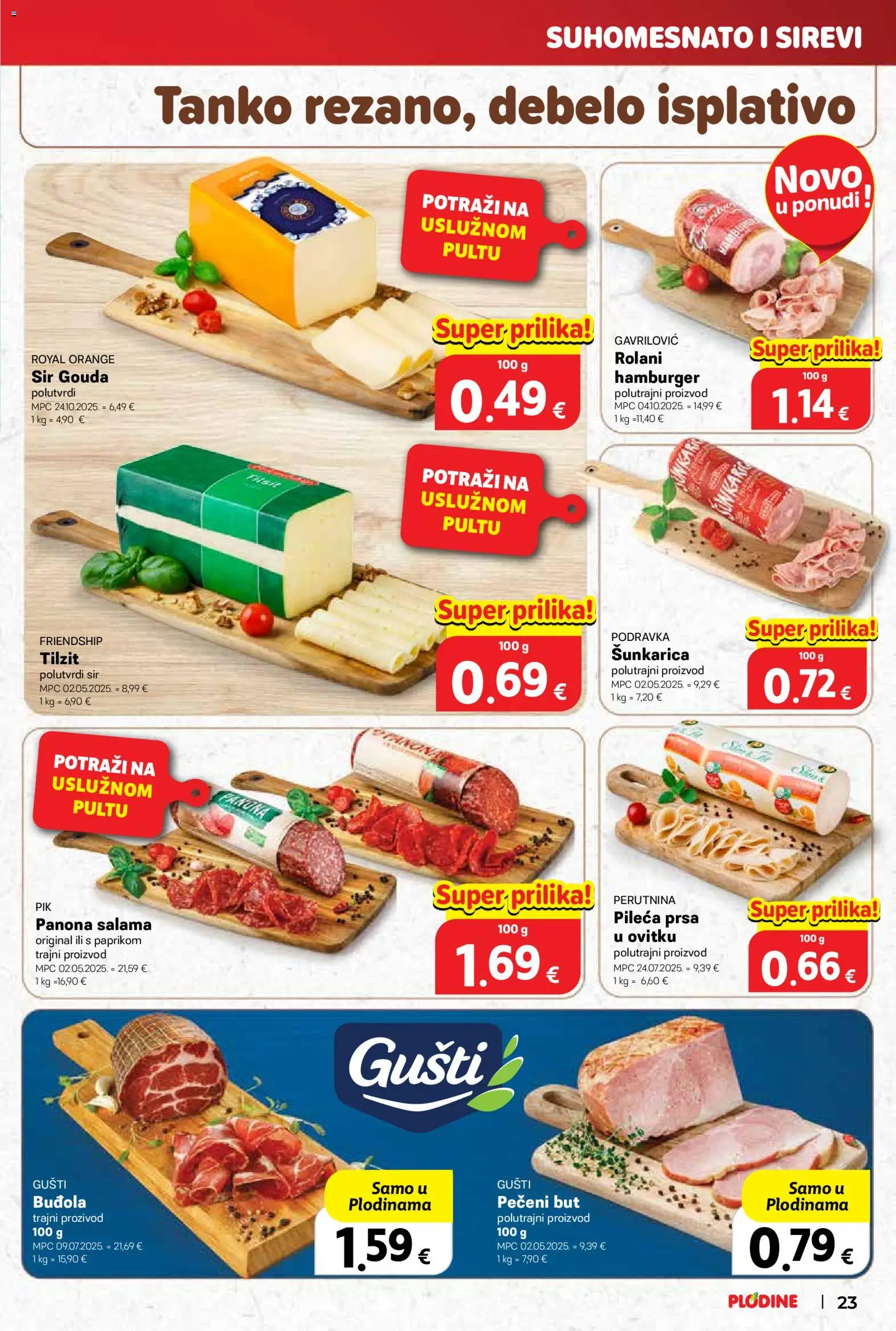 Plodine katalog | vrijedi od 19.11.2025 | Stranica: 23 | Proizvodi: Podravka, Buđola, Hamburger, Pileća prsa