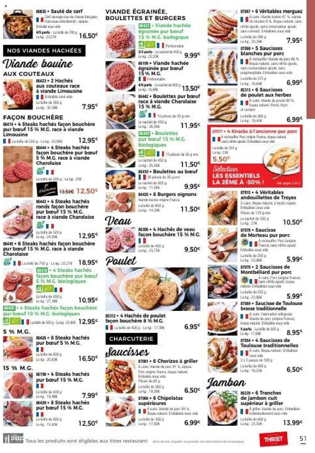 {H1} | Page: 51 | Produits: Viande hachée, Merguez, Saucisse, Viande