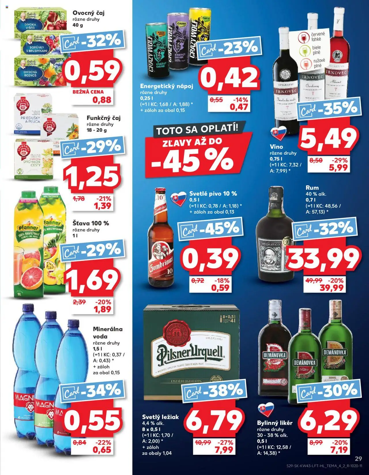 Nové Kaufland akcie – leták je platný od 23.10.2025 | Strana: 29 | Produkty: Čaj, Grapefruit, Rum, Energetický nápoj