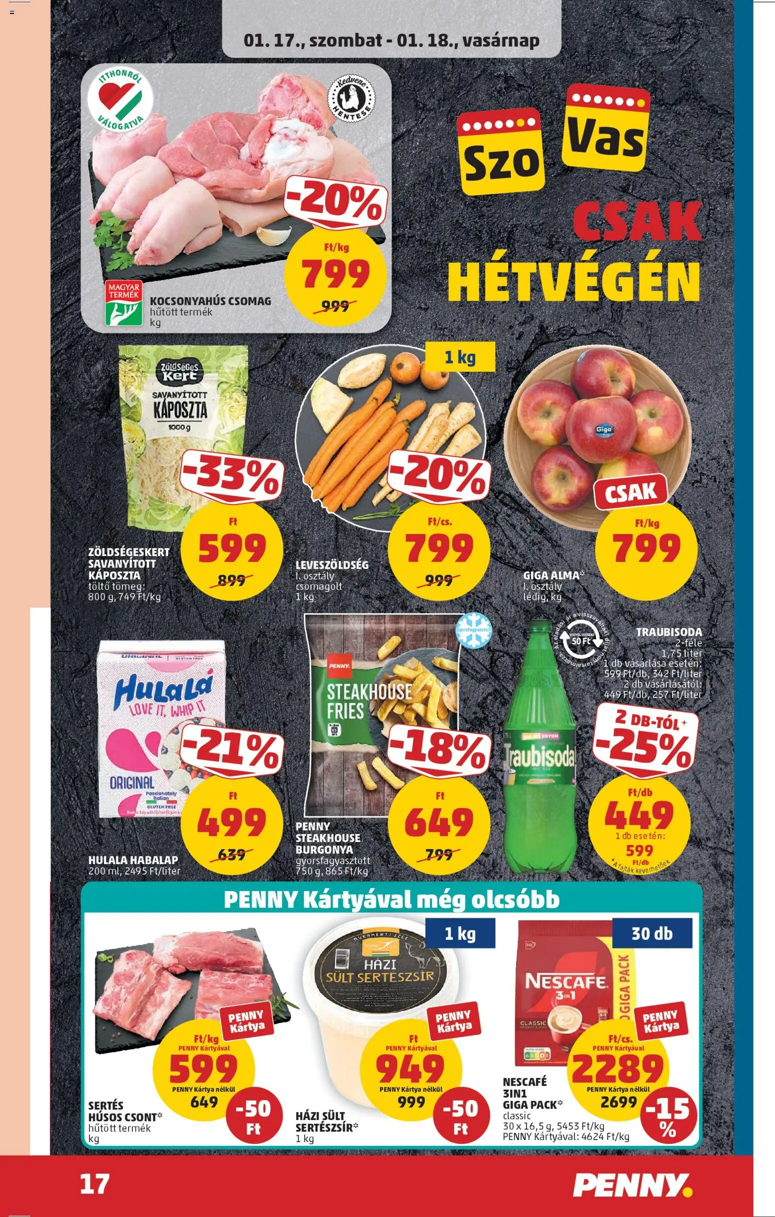 PENNY akciós ujság - amely érvényes a következő dátumtól: 15.01.2026 | Oldal: 21 | Termékek: Káposzta, Nescafé, Töltő, Alma