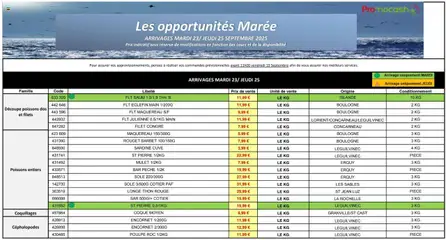 Promocash - Prévisualisation de Promocash - Les opportunités Marée valide à partir de 23.09.2025