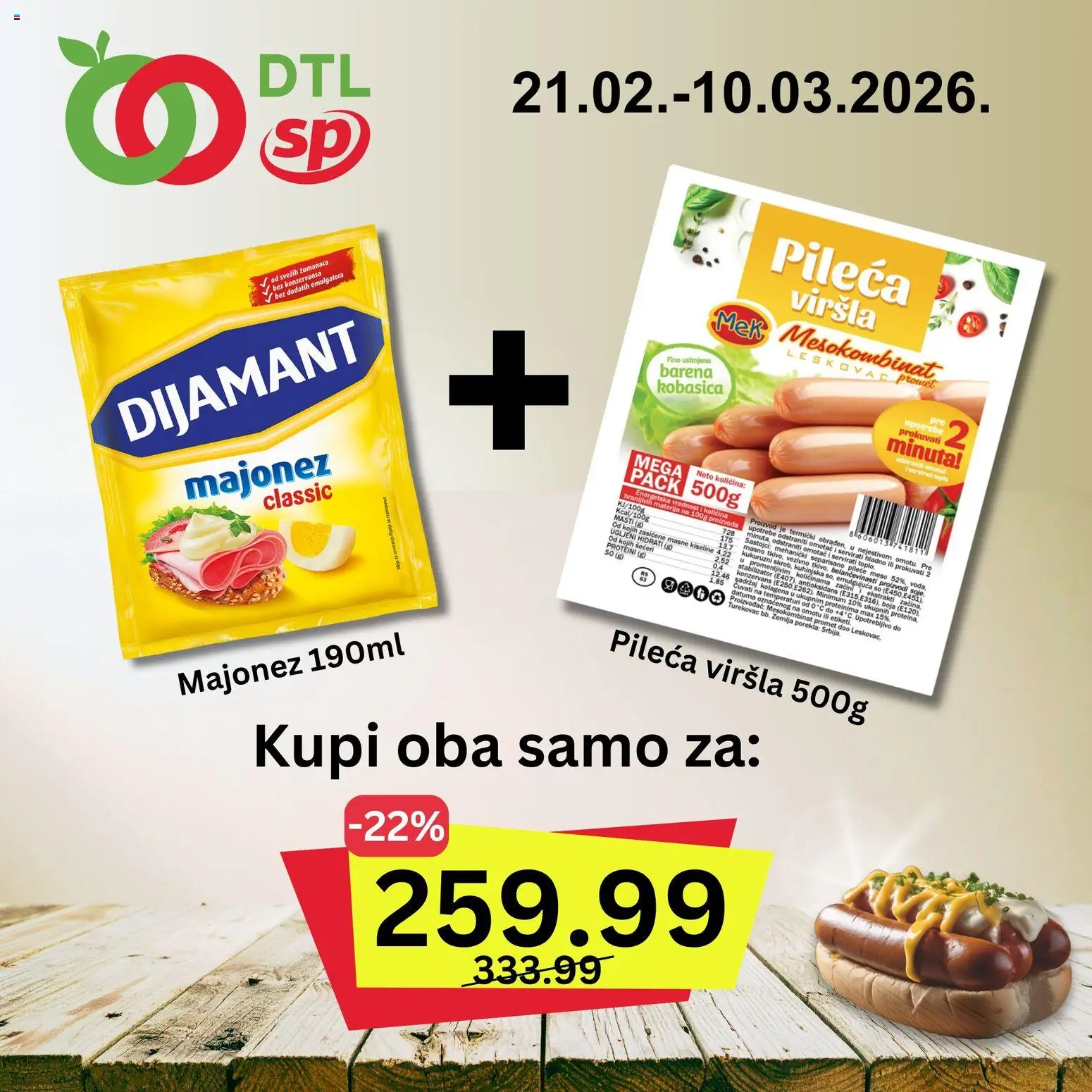 Senta Promet katalog - važi od 21.02.2026 | Strana: 1 | Proizvode: Majonez, Pileće meso, So, Kobasica