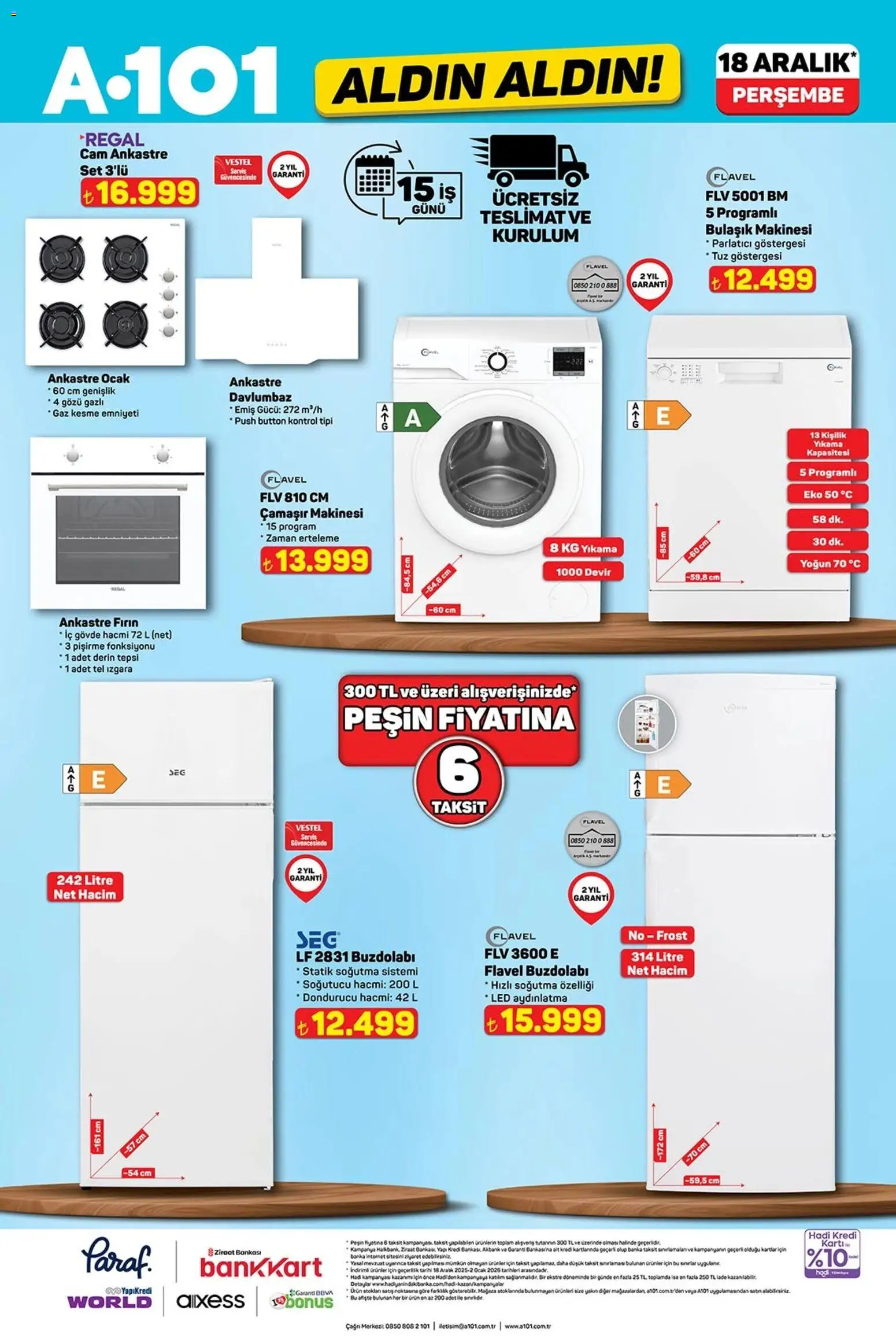 A101 Katalog Aldın Aldın - 18.12.2025 tarihinden itibaren geçerlidir | Sayfa: 12 | Ürünler: Davlumbaz, Tepsi, Dondurucu, Fırın