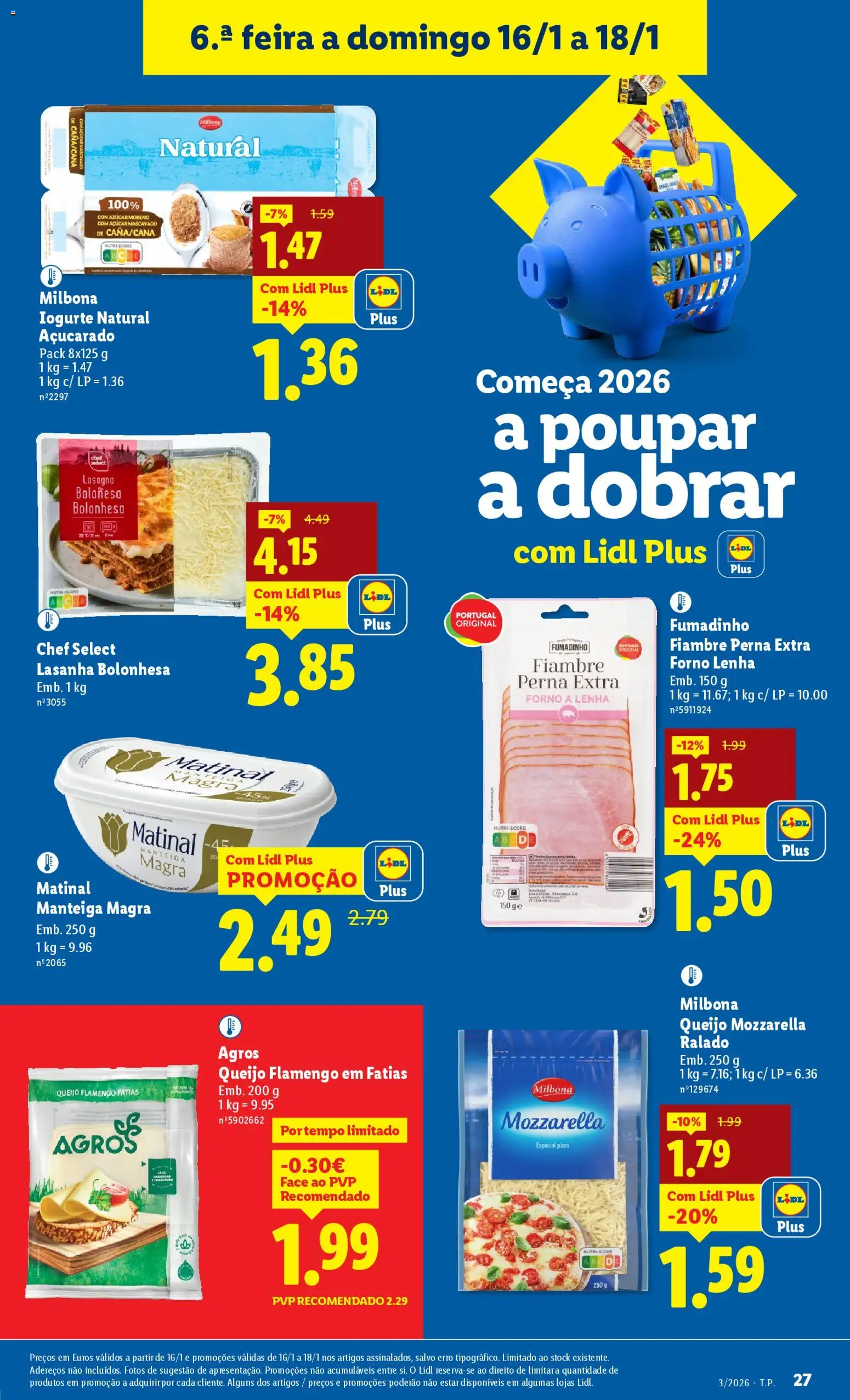 Lidl folheto │ válido de 12.01.2026 | Página: 27 | Produtos: Lasanha, Manteiga, Queijo, Pizza
