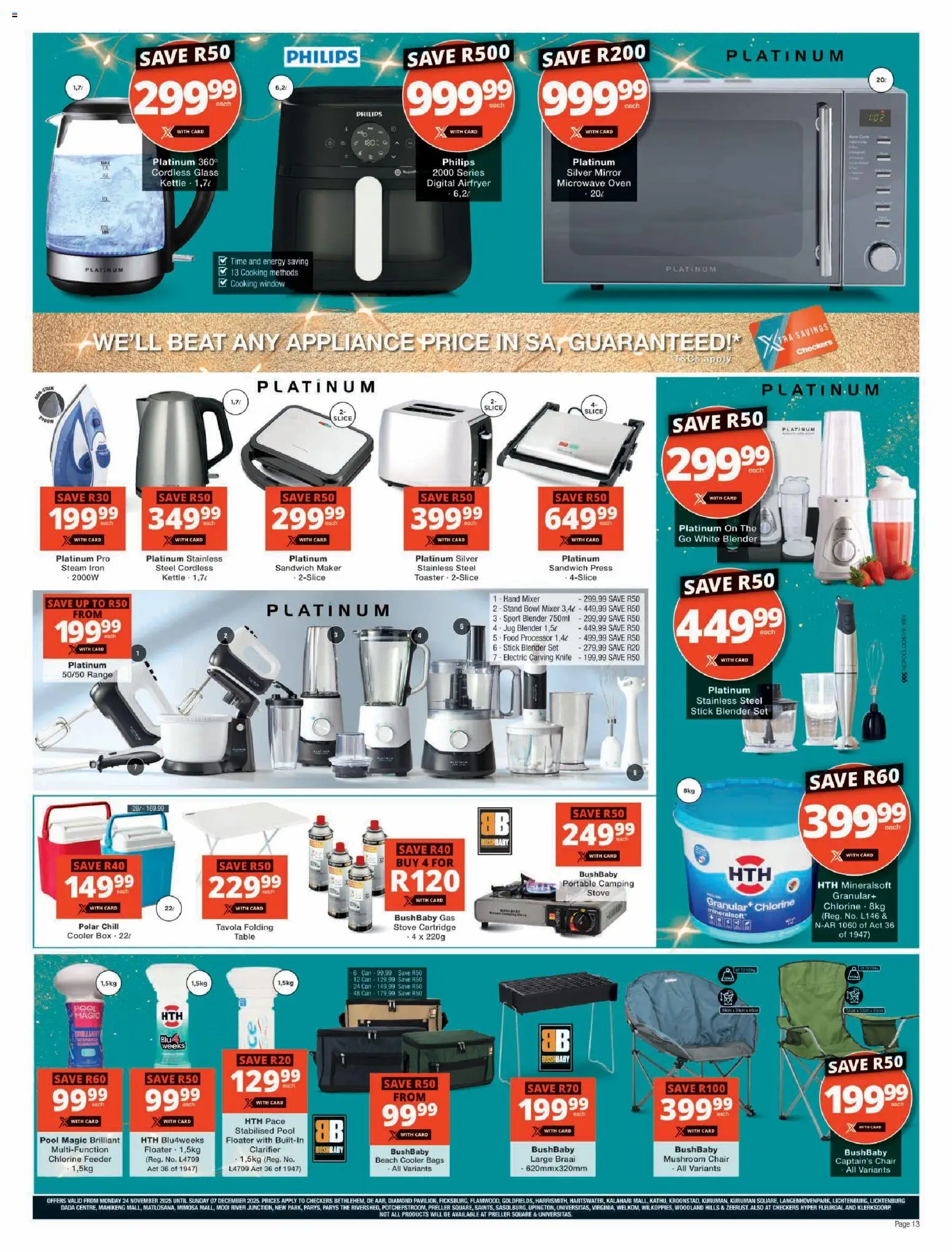 New Checkers catalogue – valid from 24.11.2025 | Page: 13 | Products: Stove, Chair, Blender, Food processor