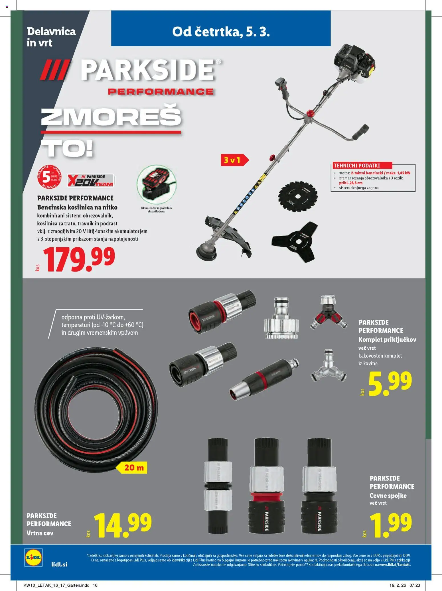 Novi Lidl katalog ponudbe – veljaven od 05.03.2026 | Stran: 40 | Izdelki: Kosilnica, Vrtna cev, Akumulator, Polnilnik