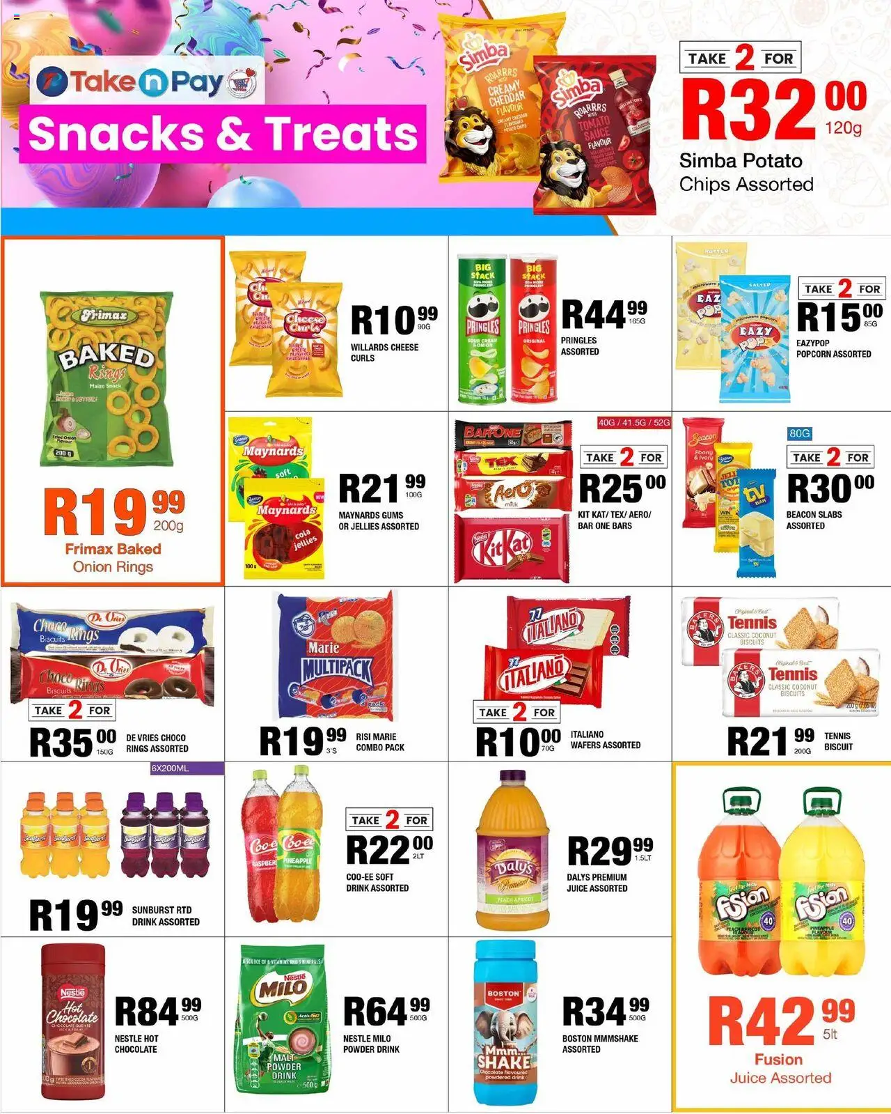 New Take n Pay catalogue – valid from 13.10.2025 | Page: 9 | Products: Chocolate, Powder, Sour cream, Snacks