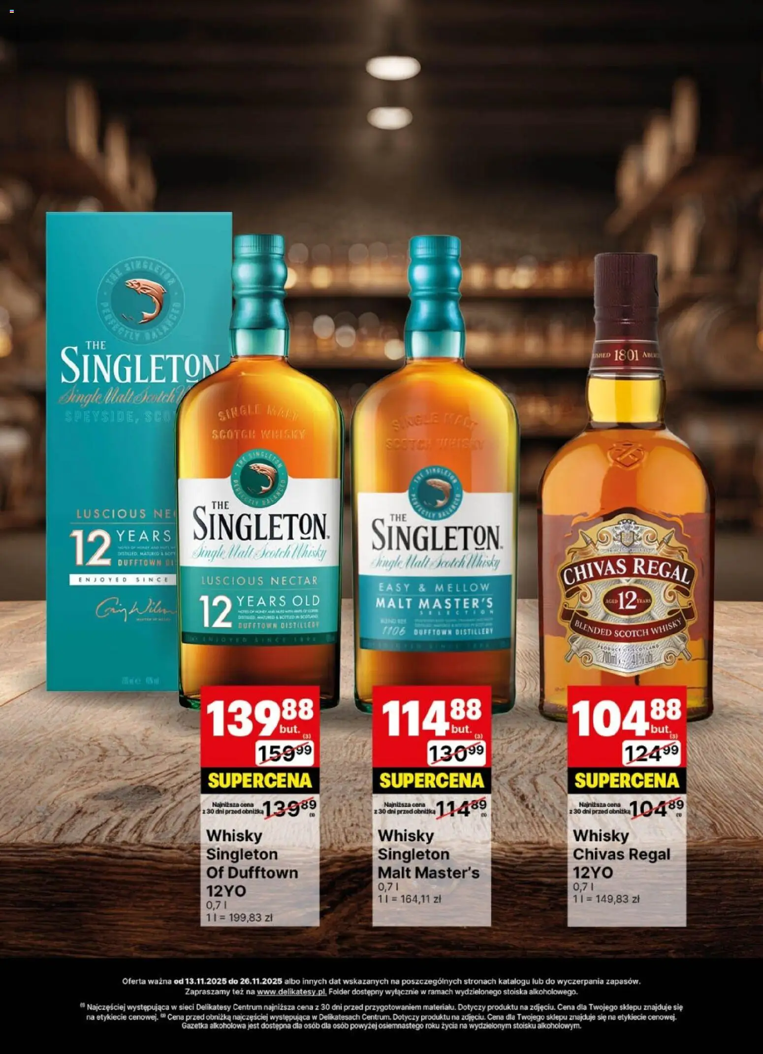 Delikatesy Centrum Gazetka - DeliBarek od 13.11.2025 | Strona: 25 | Produkty: Delikatesy, Whisky Singleton, Regał, Whisky
