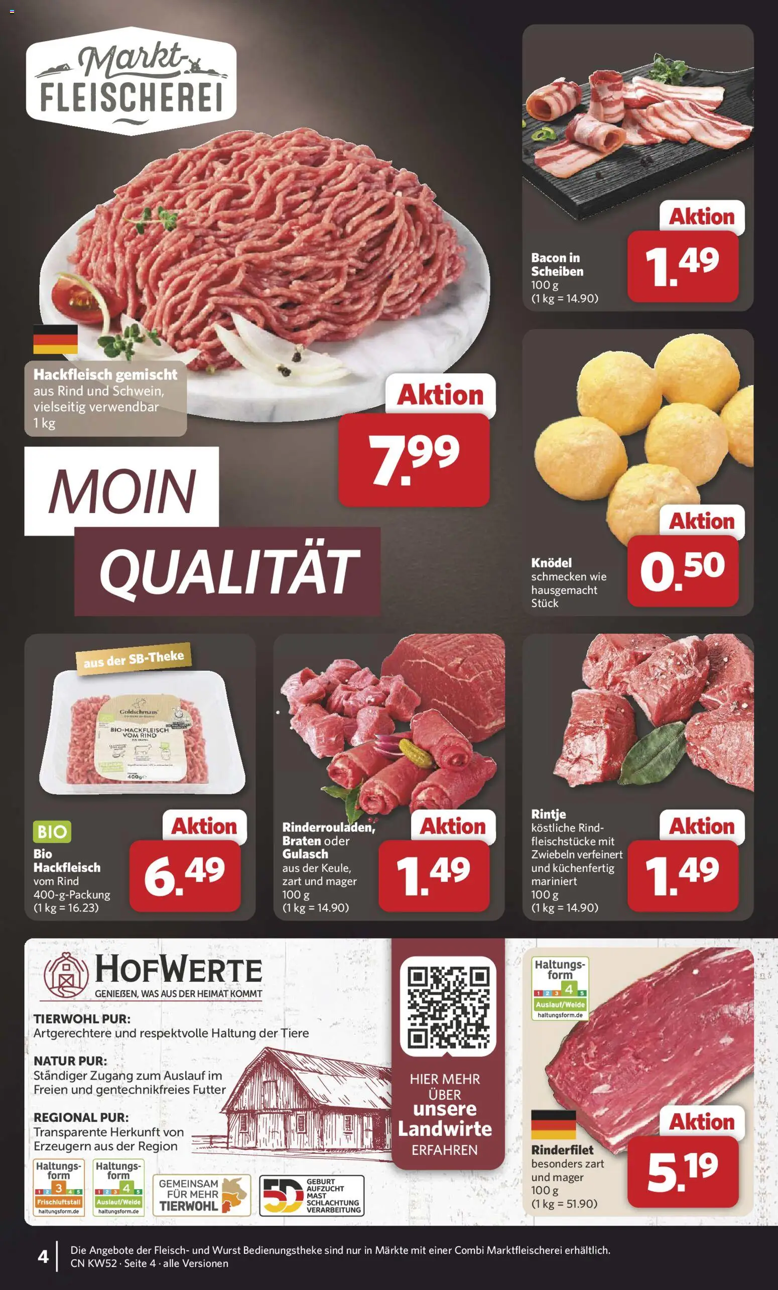 Combi Prospekt 	 – gültig ab 22.12.2025 | Seite: 4 | Produkte: Rinderfilet, Zwiebeln, Gulasch, Fleisch