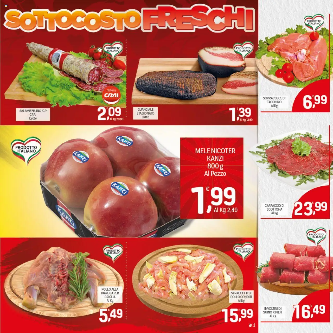 Volantino CRAI del 02.10.2025 | Pagina: 3 | Prodotti: Pollo, Mele, Tacchino, Griglia