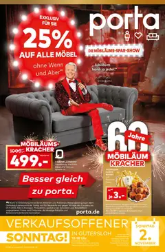 Porta! Möbiläums-Spar-Show mit Guido Cantz und 25% auf ALLE Möbel - Guetersloh ab 27.10.2025 gültig