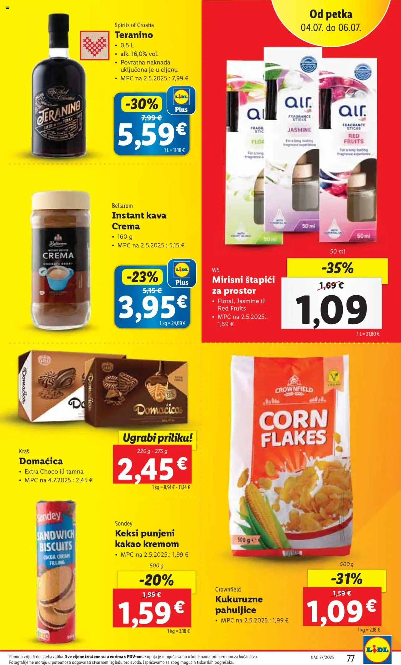 Lidl katalog | vrijedi od 30.06.2025 | Stranica: 77 | Proizvodi: Kava, Pahuljice, Štapići, Kakao