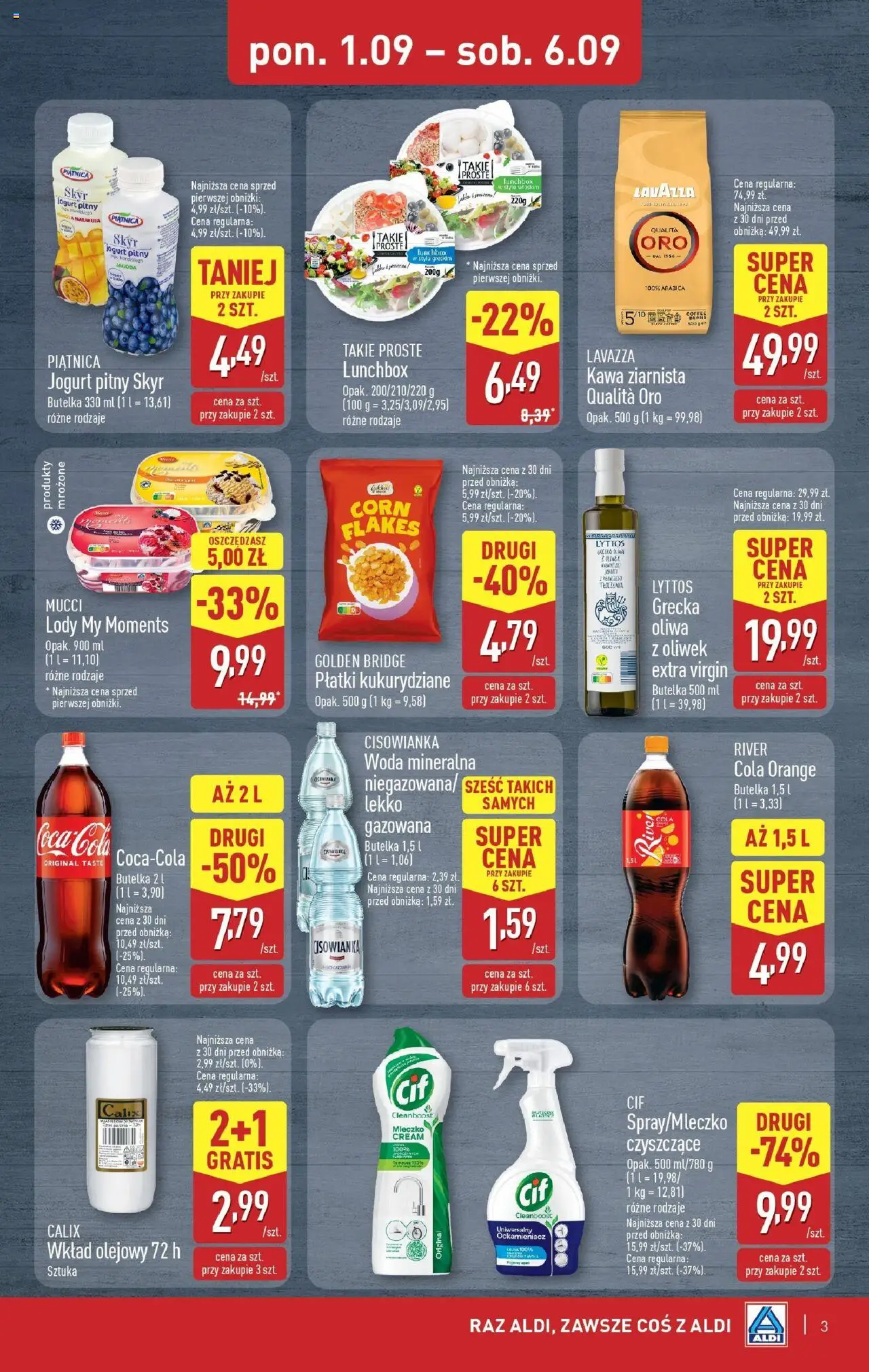 Aldi Gazetka - Okazje na weekend od 04.09.2025 | Strona: 3 | Produkty: Jogurt, Płatki, Woda, Skyr