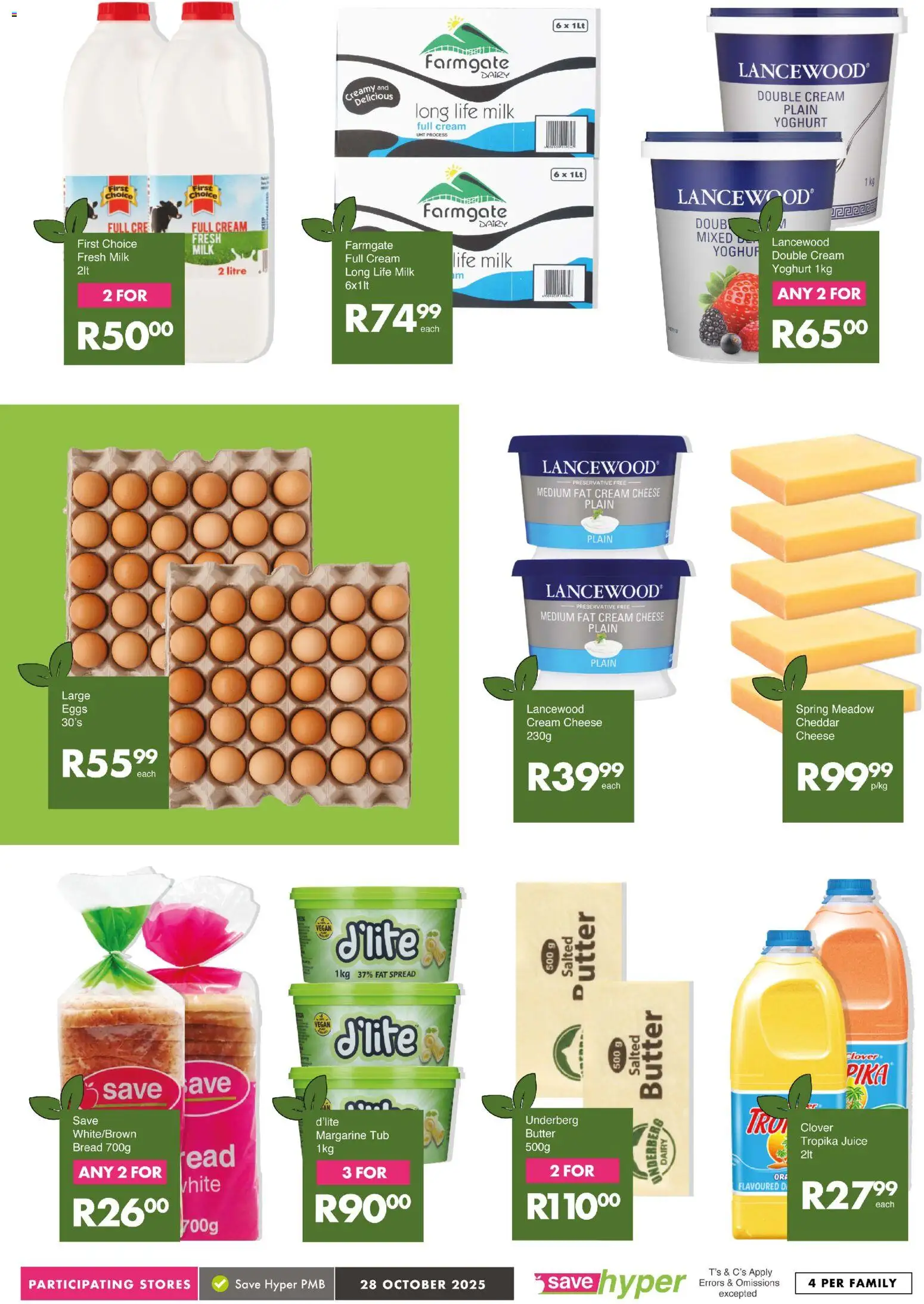 New Save catalogue – valid from 28.10.2025 | Page: 9 | Products: Yoghurt, Milk, Cheese, Margarine