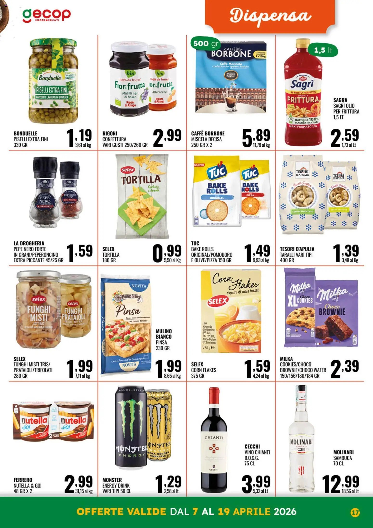 Volantino GECOP del 07.04.2026 | Pagina: 17 | Prodotti: Frutta, Vino, Piselli, Taralli