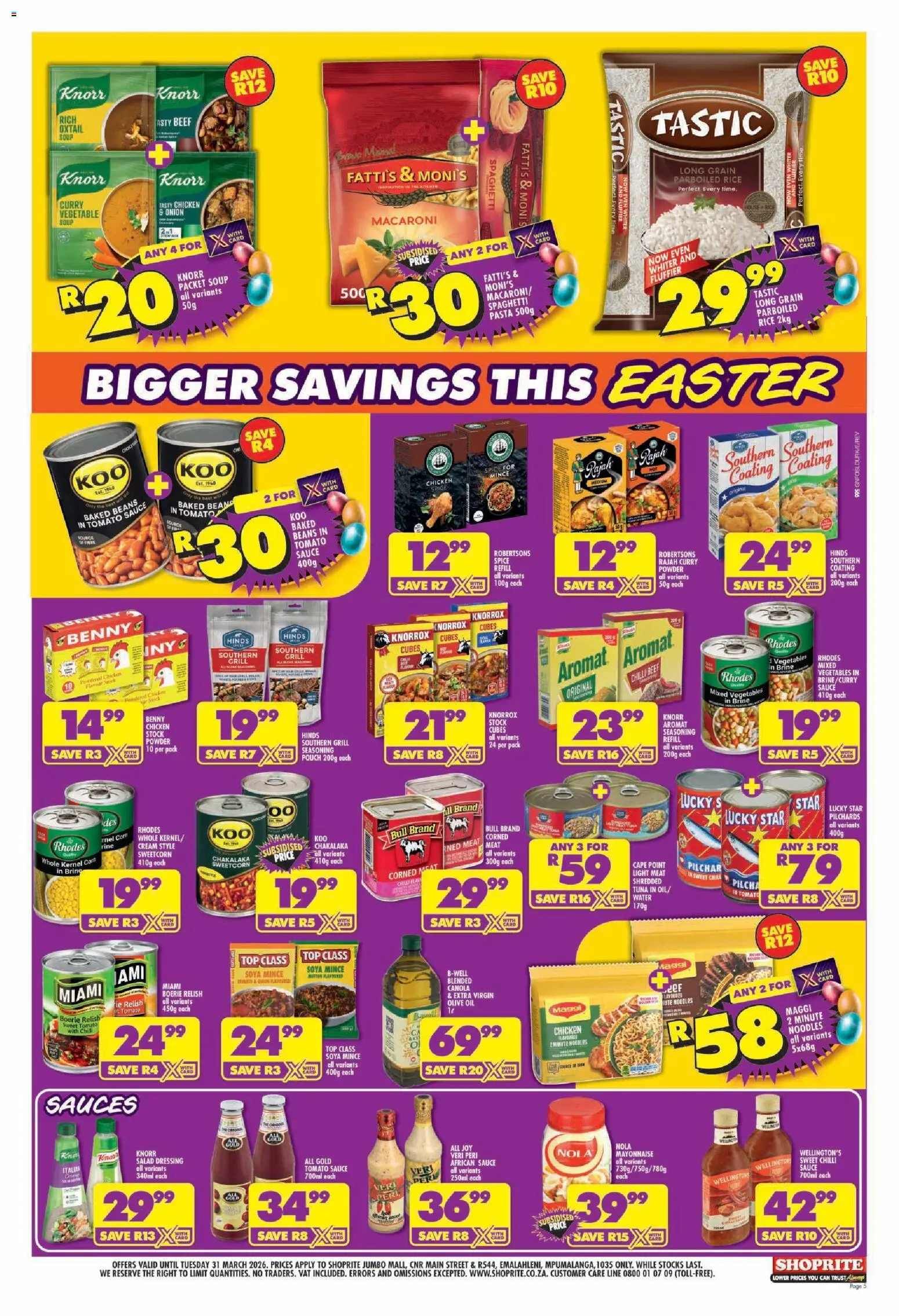New Shoprite catalogue – valid from 19.03.2026 | Page: 5 | Products: Light, Sauces, Sauce, Chilli
