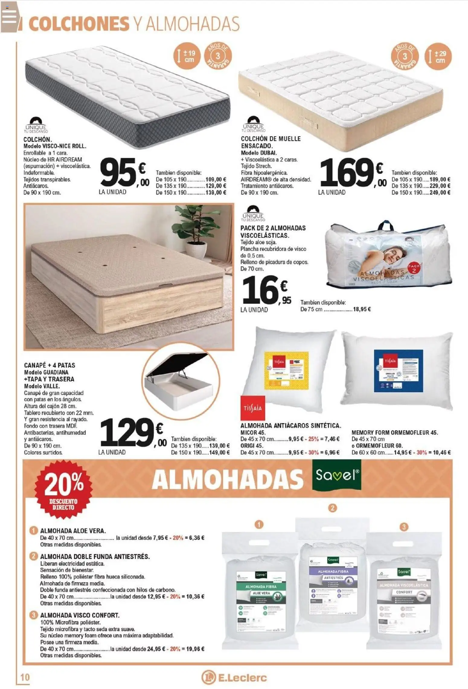 E.Leclerc folleto │ válido desde el 22.12.2025 | Página: 10 | Productos: Colchon, Funda, Plancha, Almohada