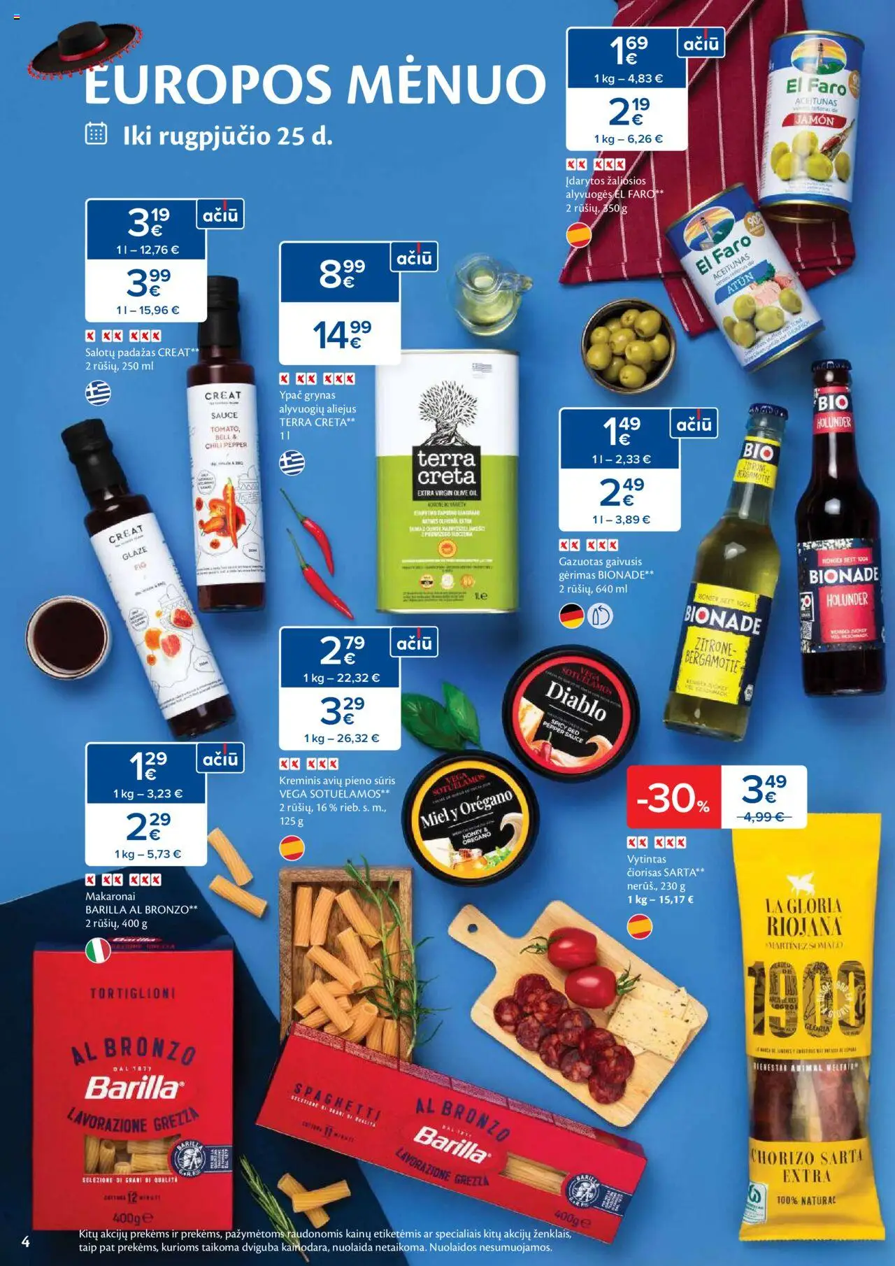 MAXIMA leidinys│galioja nuo 05.08.2025 | Puslapis: 4 | Prekių: Sūris, Alyvuogių aliejus, Padažas, Makaronai