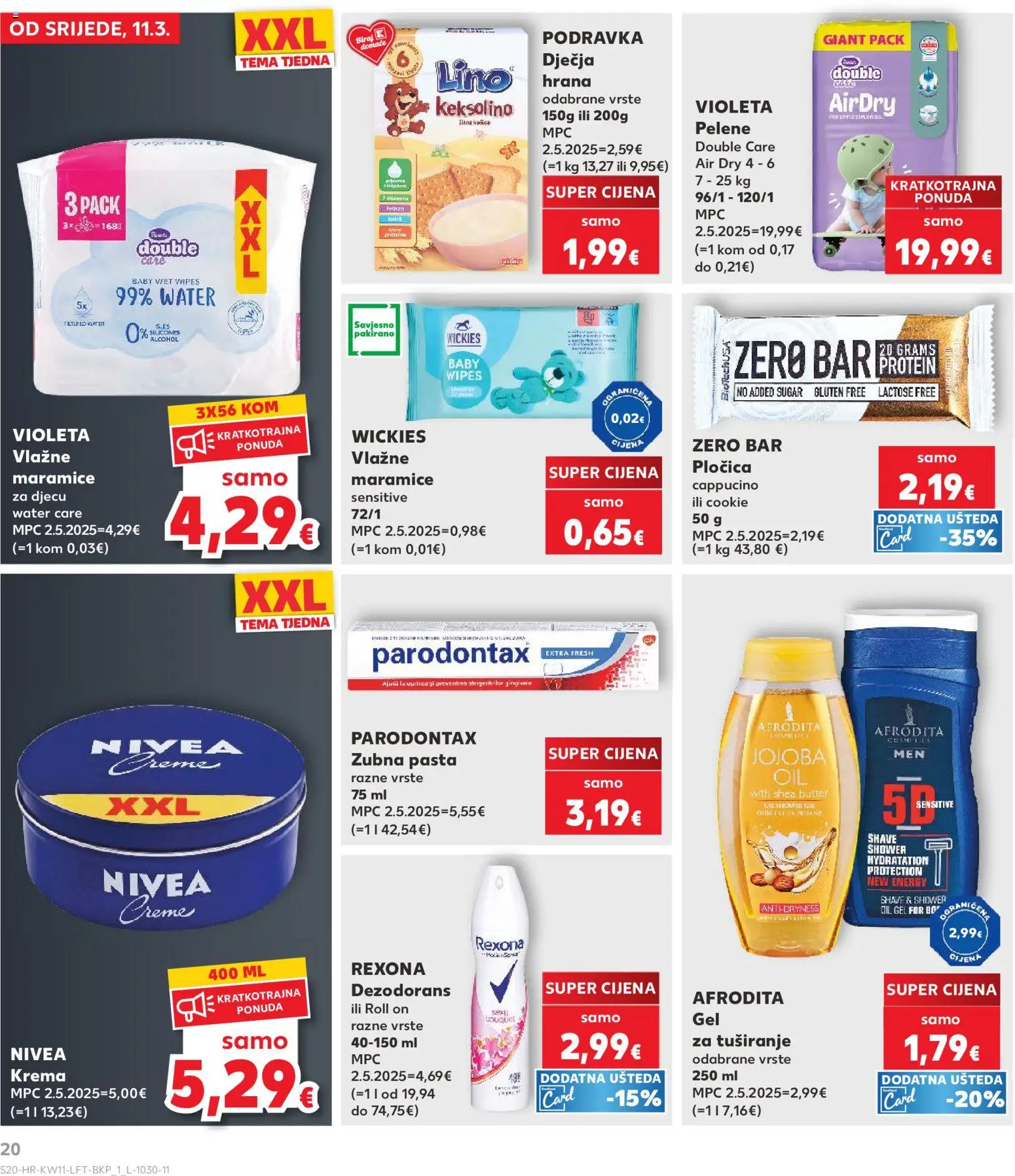 Kaufland katalog | vrijedi od 11.03.2026 | Stranica: 20 | Proizvodi: Pelene, Podravka, Krema, Parodontax