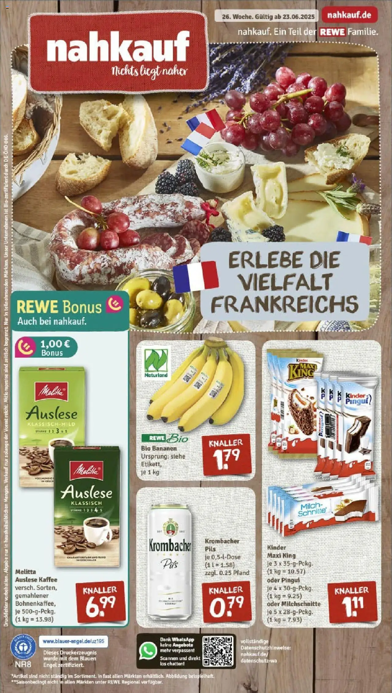 Rewe prospekt Solingen / Höhscheid	 - gültig ab dem 22.06.2025 | Seite: 1 | Produkte: Melitta, Milch, Kaffee, Bananen