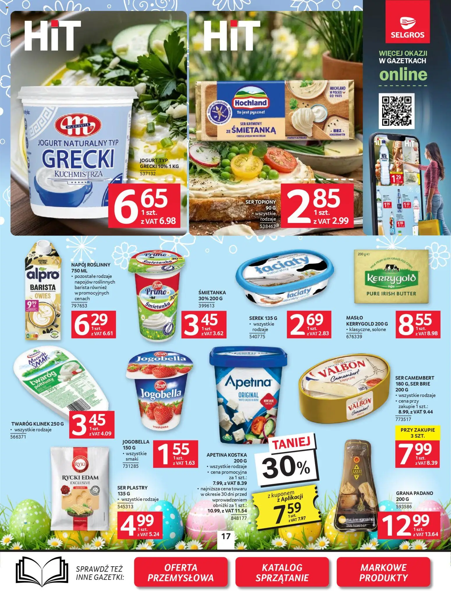 Selgros cash&carry gazetka od 26.03.2026 | Strona: 17 | Produkty: Grana padano, Serek, Camembert, Twaróg