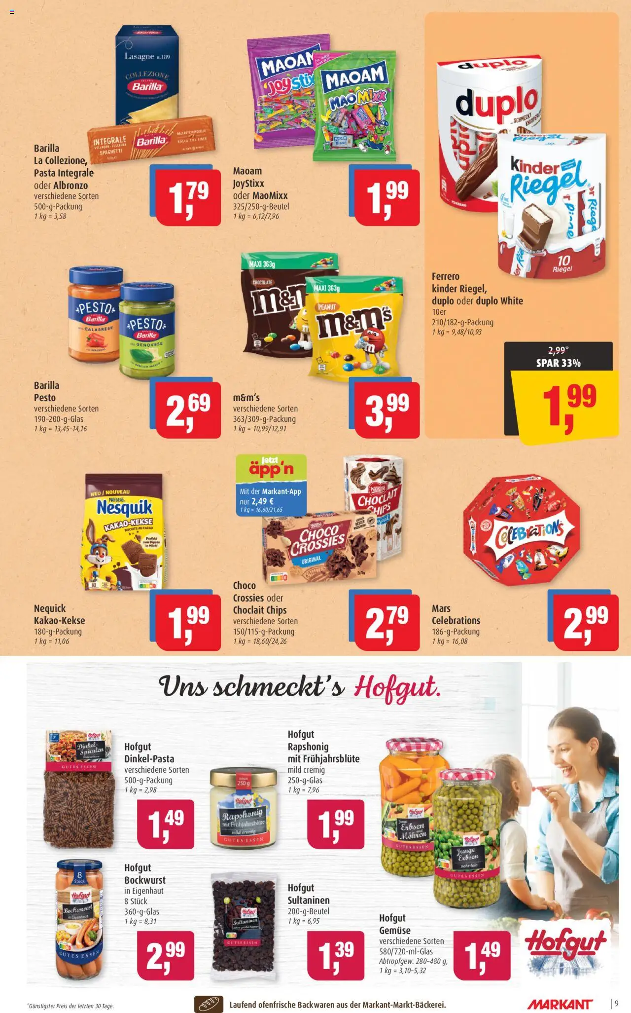 Markant Prospekt 	 - gültig ab dem 11.08.2025 | Seite: 9 | Produkte: Nesquik, M&M's, Mars, Gemüse