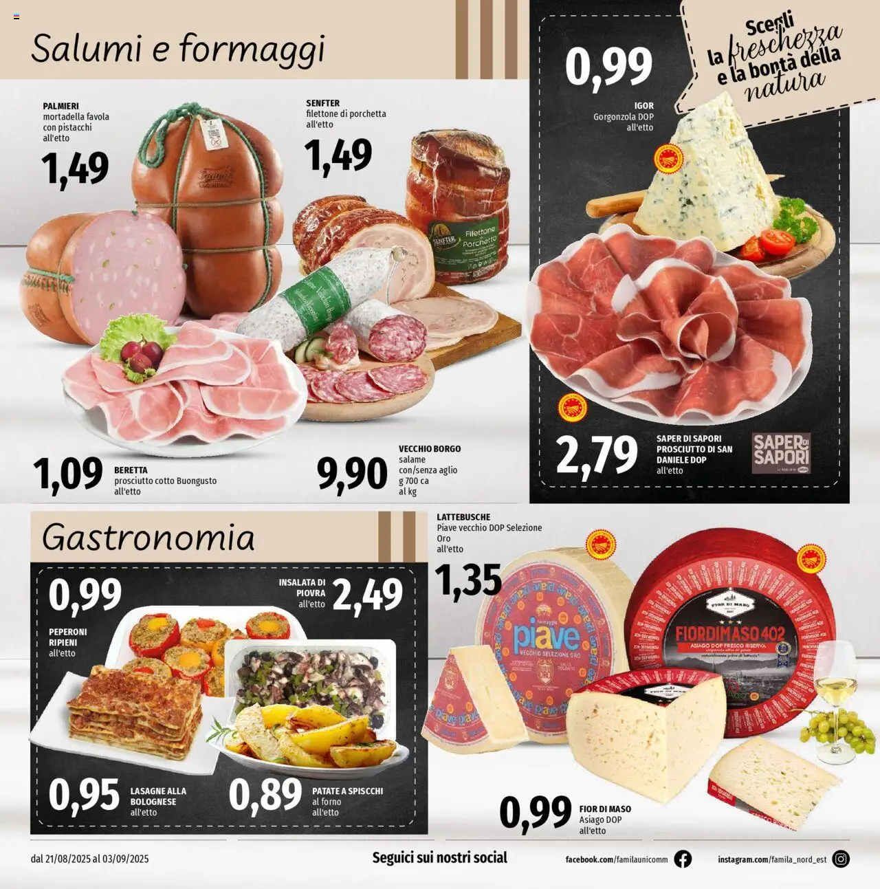 Volantino Famila del 21.08.2025 | Pagina: 4 | Prodotti: Salame, Peperoni, Mortadella, Pistacchi