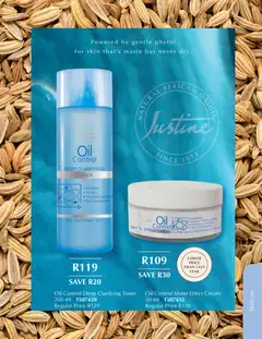 Justine specials catalogue – valid from 01.04.2026 | Page: 43 | Products: Toner, Oil, Cream