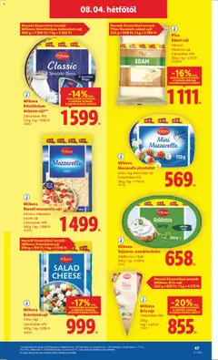 Lidl akciós ujság - amely érvényes a következő dátumtól: 31.07.2025 | Oldal: 47 | Termékek: Mozzarella, Szendvicskrém, Reszelt sajt, Sajt