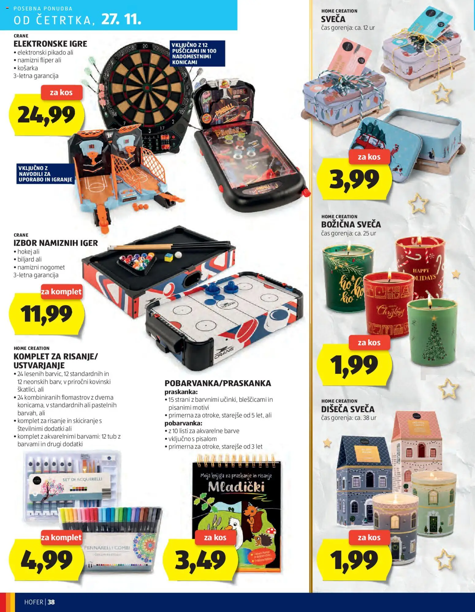 Novi Hofer katalog ponudbe – veljaven od 20.11.2025 | Stran: 38 | Izdelki: Sveča, Kos, Knjiga